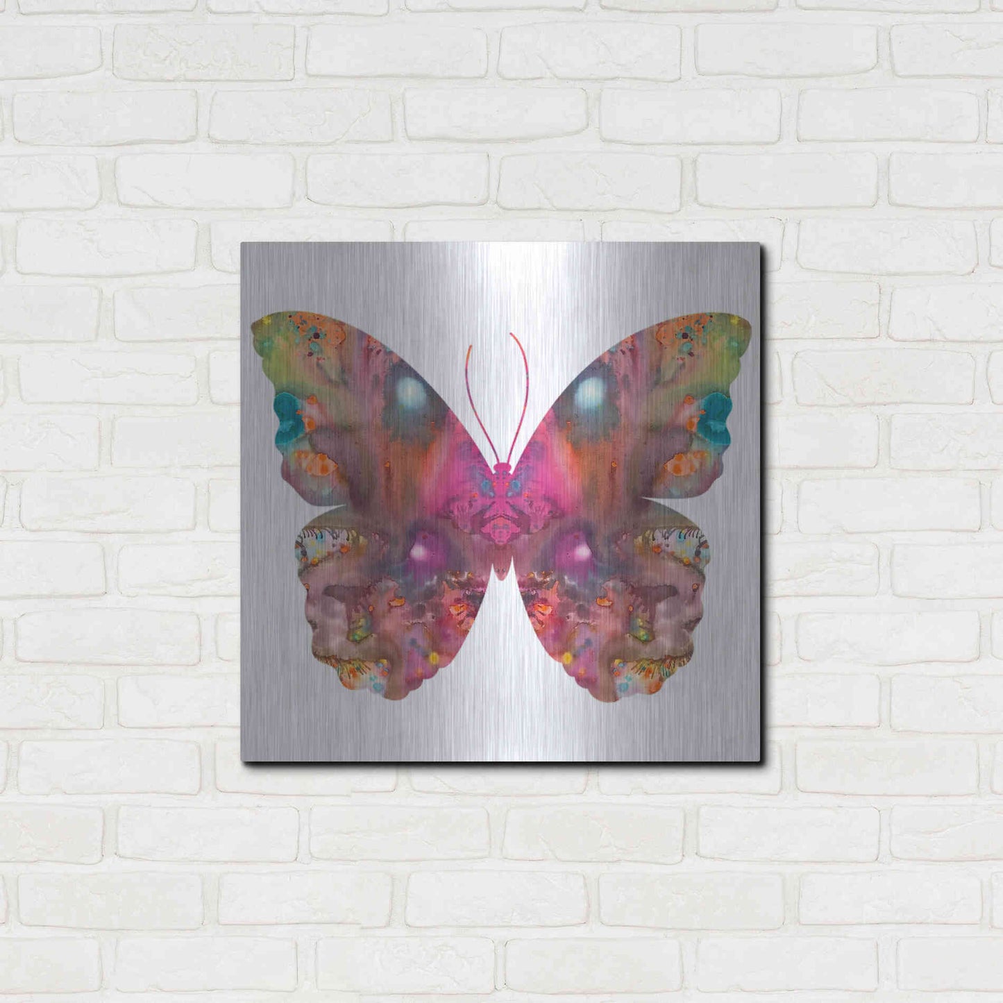 Luxe Metal Art 'Abstract I Butterfly' by Dean Russo, Metal Wall Art,24x24