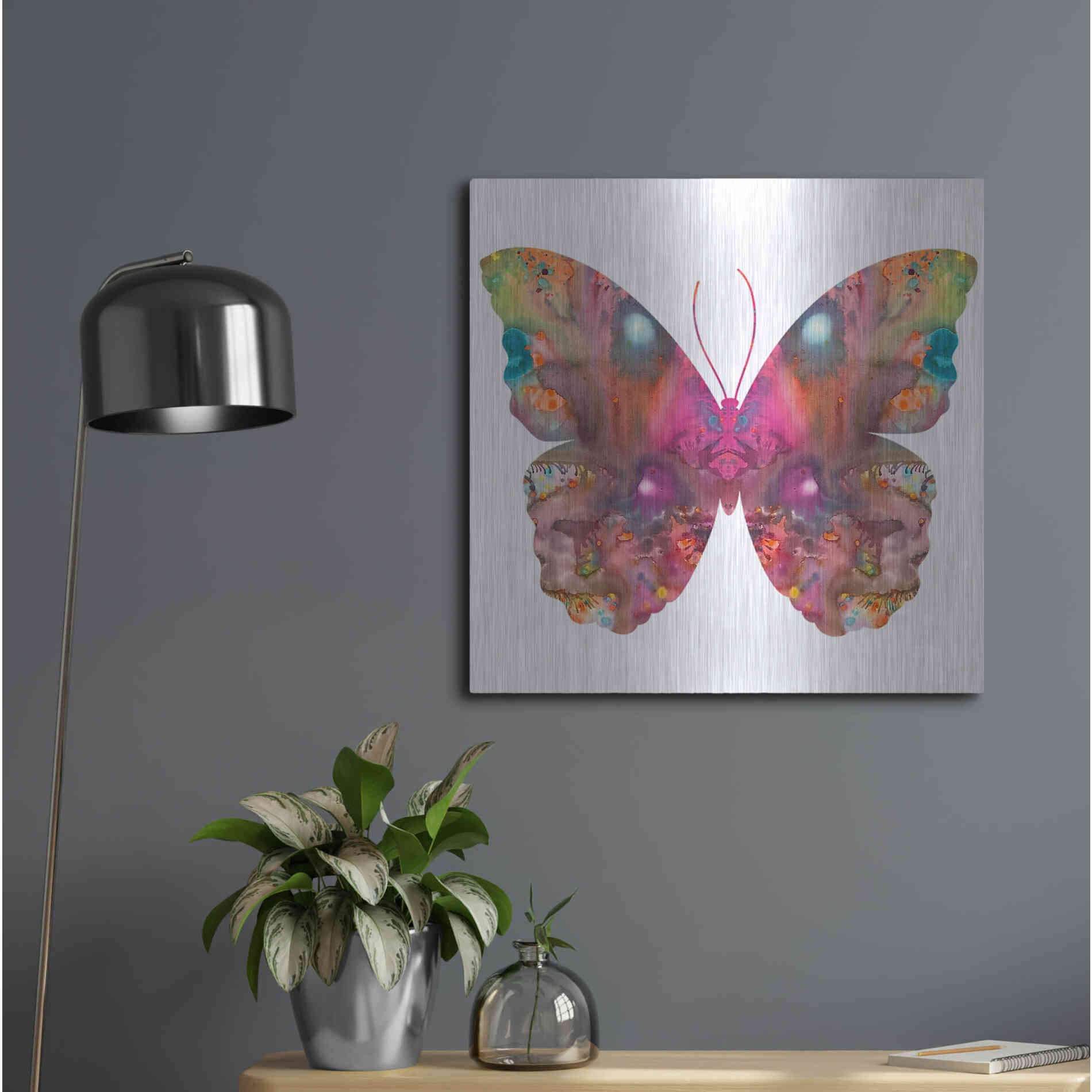 Luxe Metal Art 'Abstract I Butterfly' by Dean Russo, Metal Wall Art,24x24