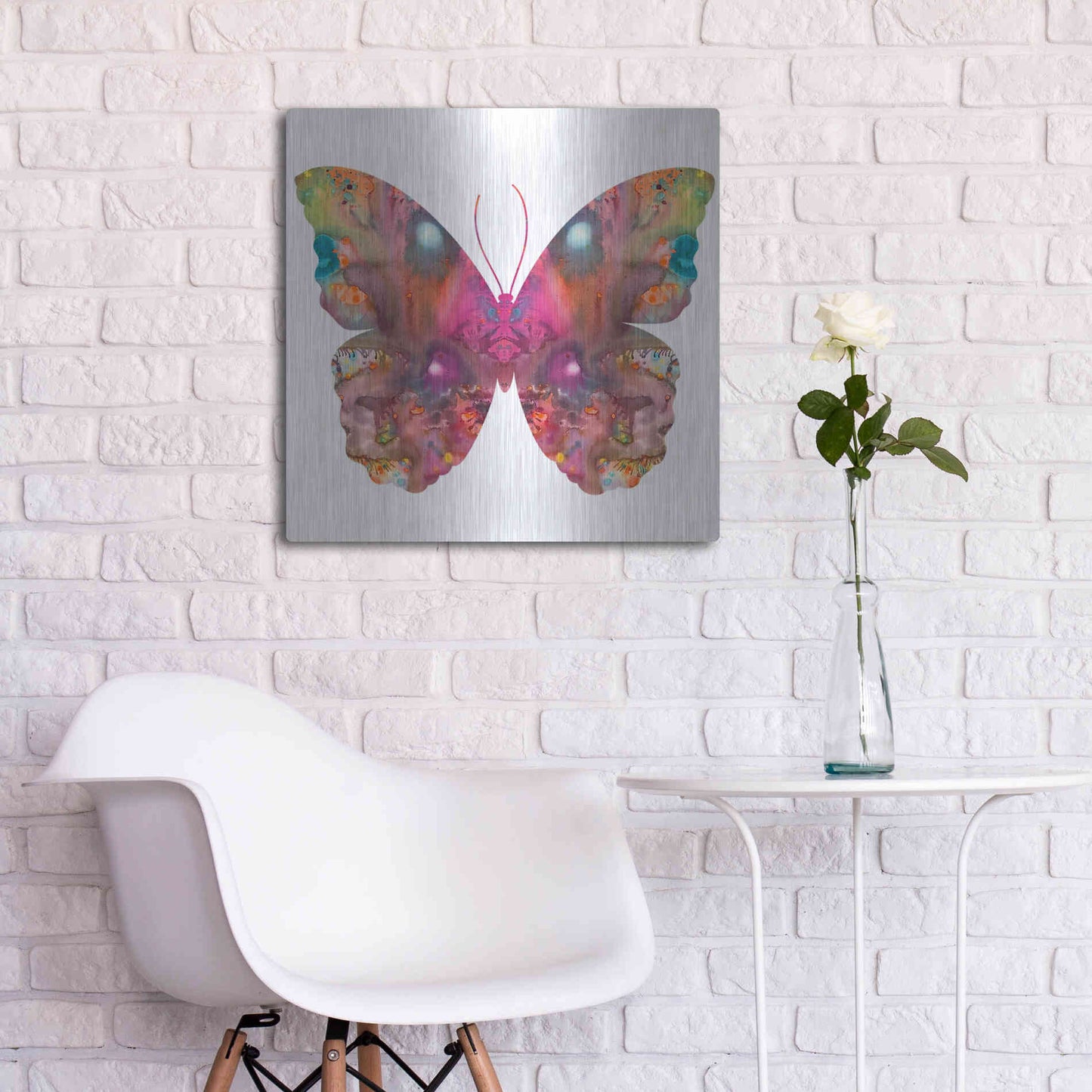 Luxe Metal Art 'Abstract I Butterfly' by Dean Russo, Metal Wall Art,24x24