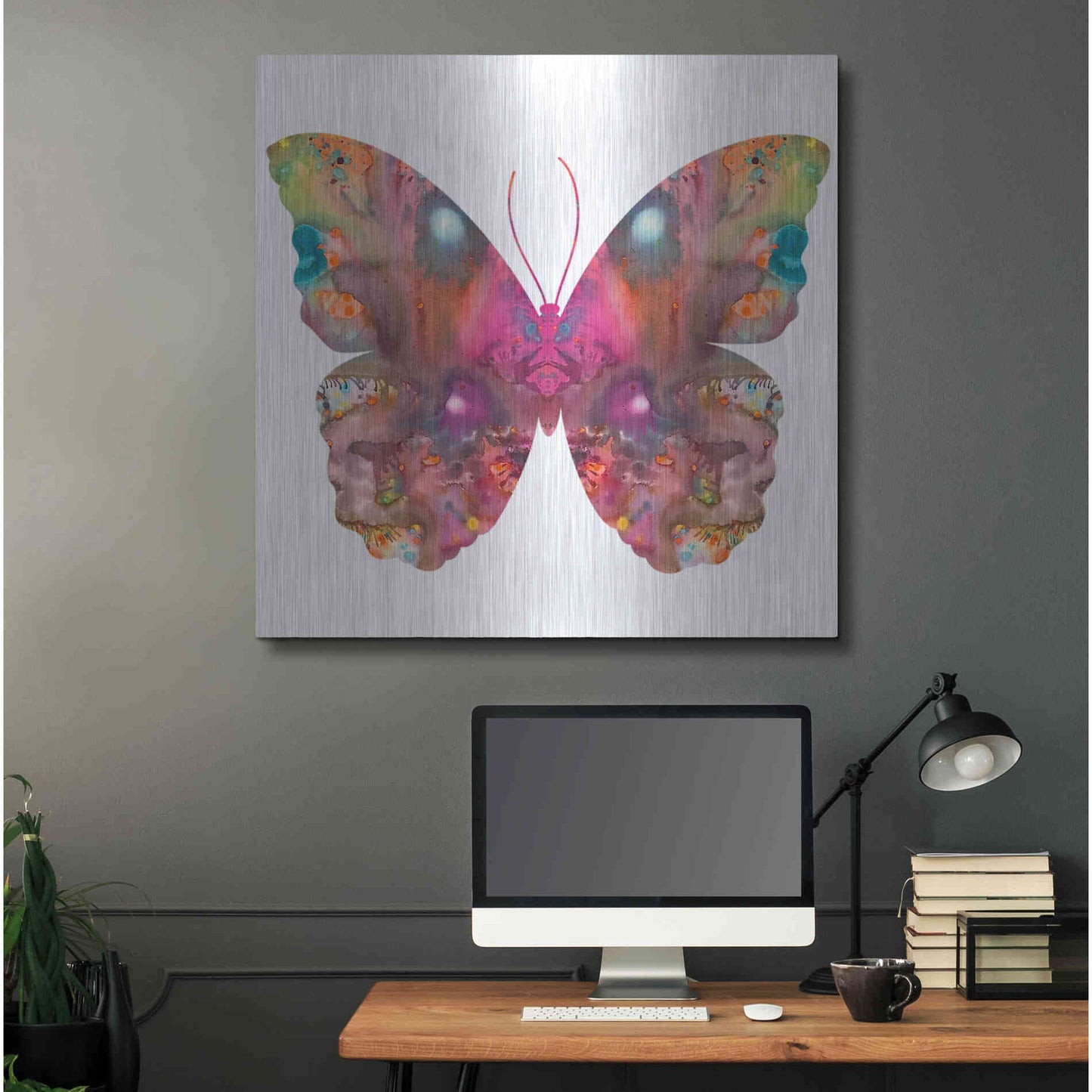 Luxe Metal Art 'Abstract I Butterfly' by Dean Russo, Metal Wall Art,36x36