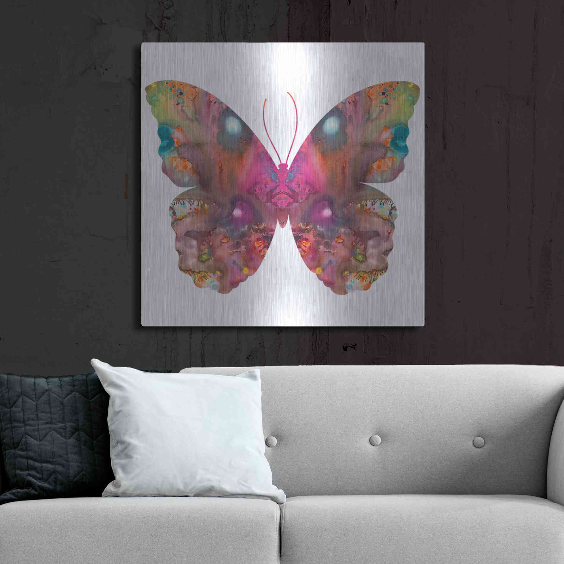 Luxe Metal Art 'Abstract I Butterfly' by Dean Russo, Metal Wall Art,36x36