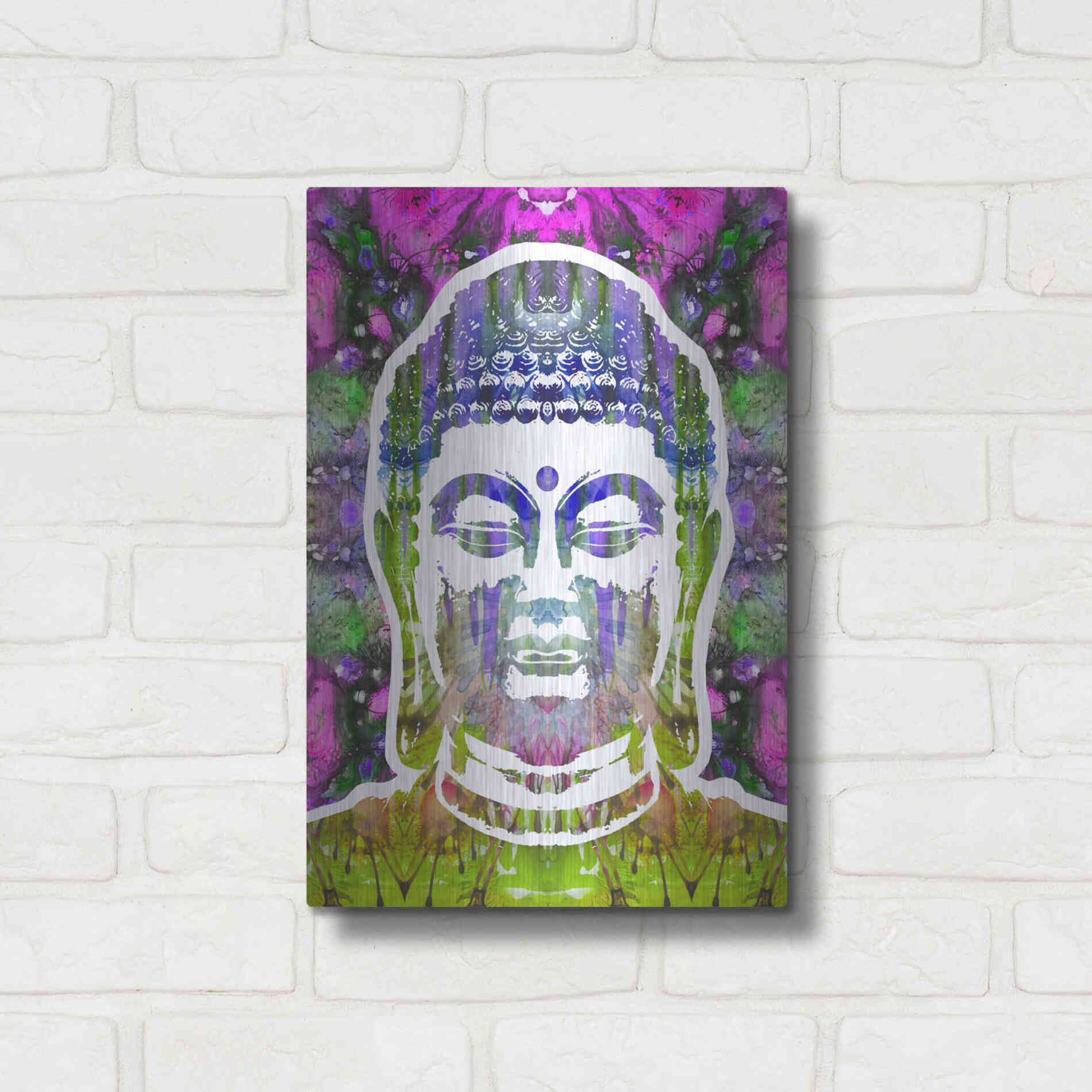 Luxe Metal Art 'Buddha' by Dean Russo, Metal Wall Art,12x16