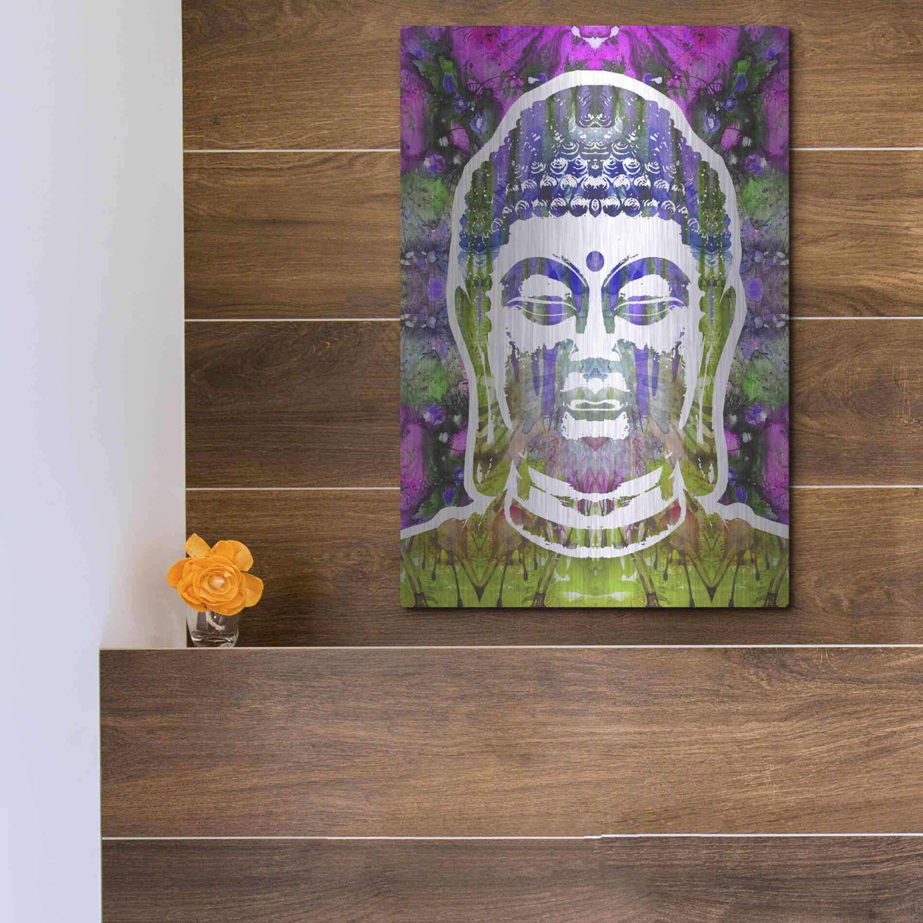 Luxe Metal Art 'Buddha' by Dean Russo, Metal Wall Art,12x16