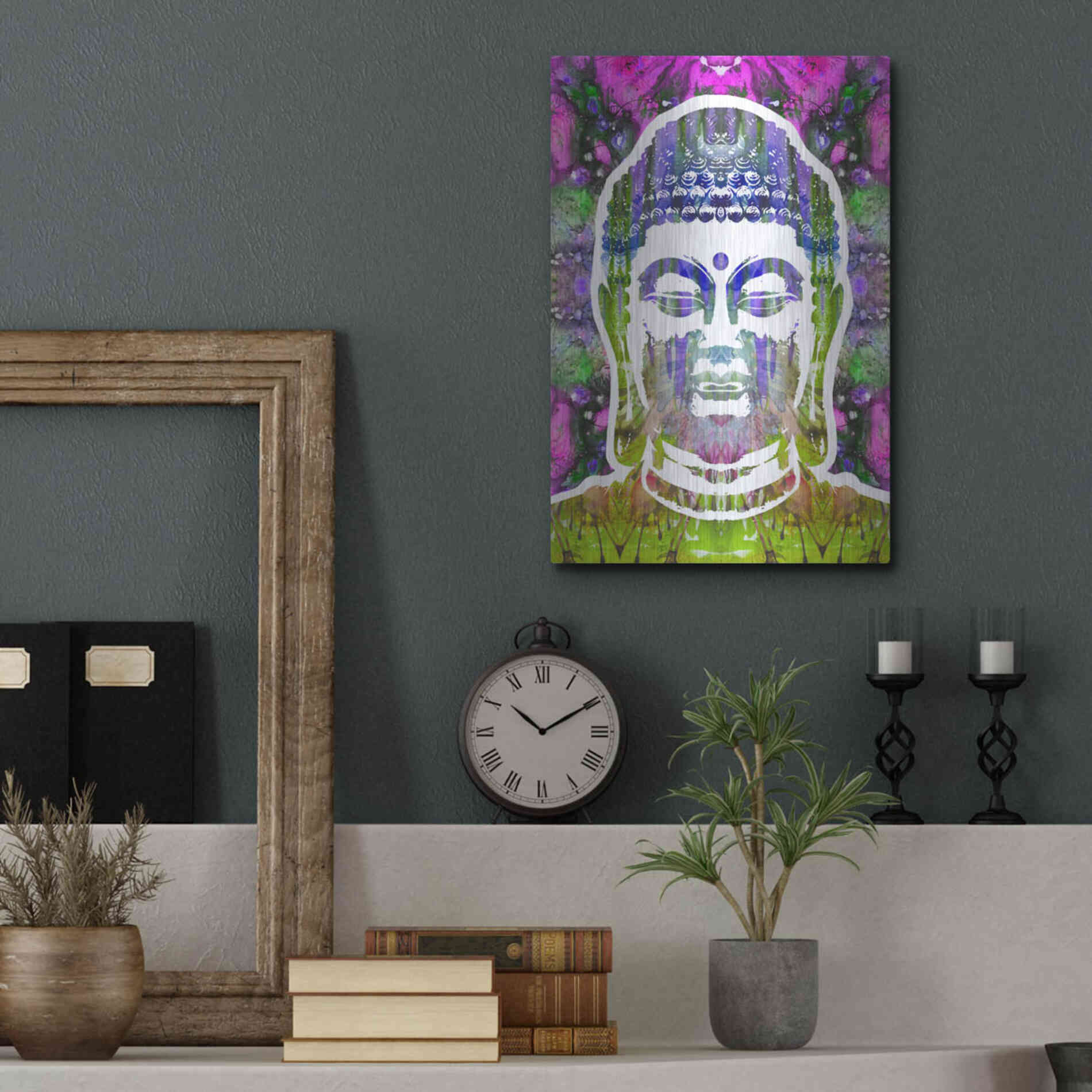 Luxe Metal Art 'Buddha' by Dean Russo, Metal Wall Art,12x16