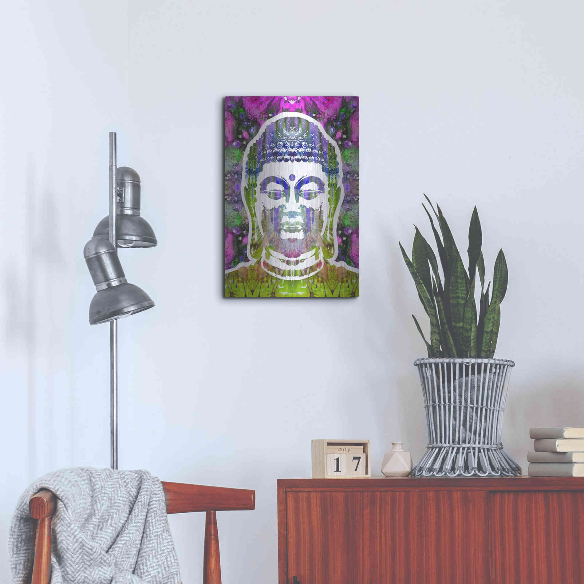 Luxe Metal Art 'Buddha' by Dean Russo, Metal Wall Art,16x24