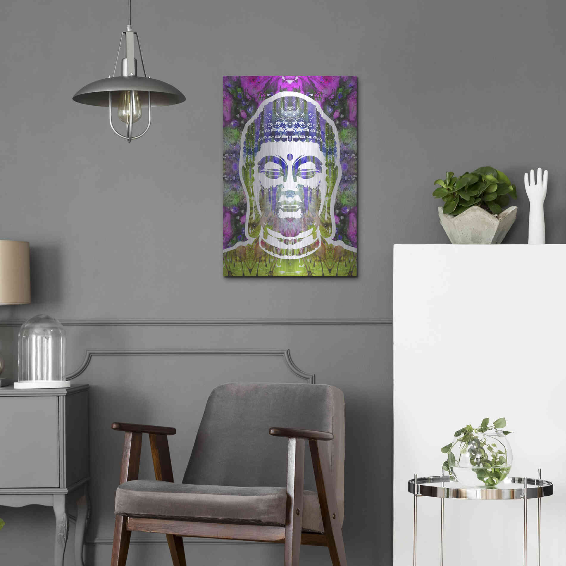 Luxe Metal Art 'Buddha' by Dean Russo, Metal Wall Art,16x24