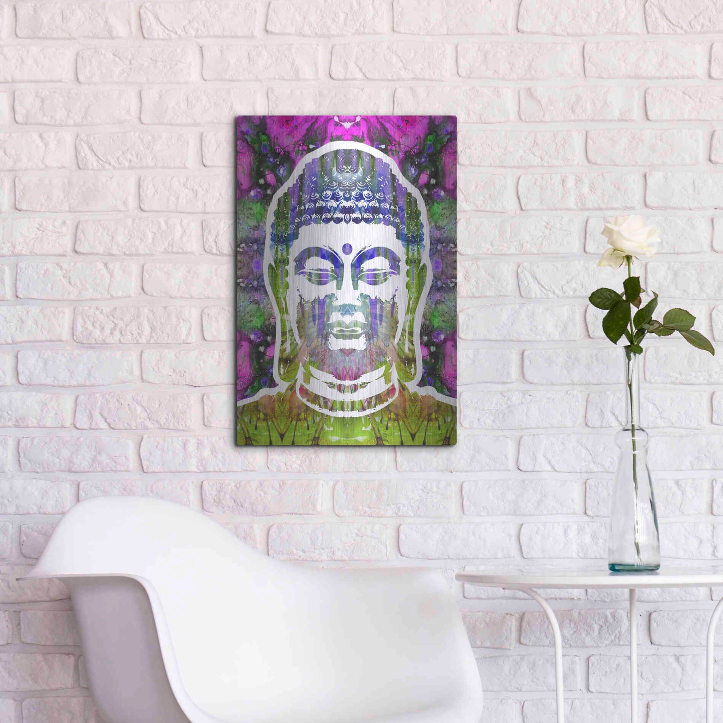 Luxe Metal Art 'Buddha' by Dean Russo, Metal Wall Art,16x24