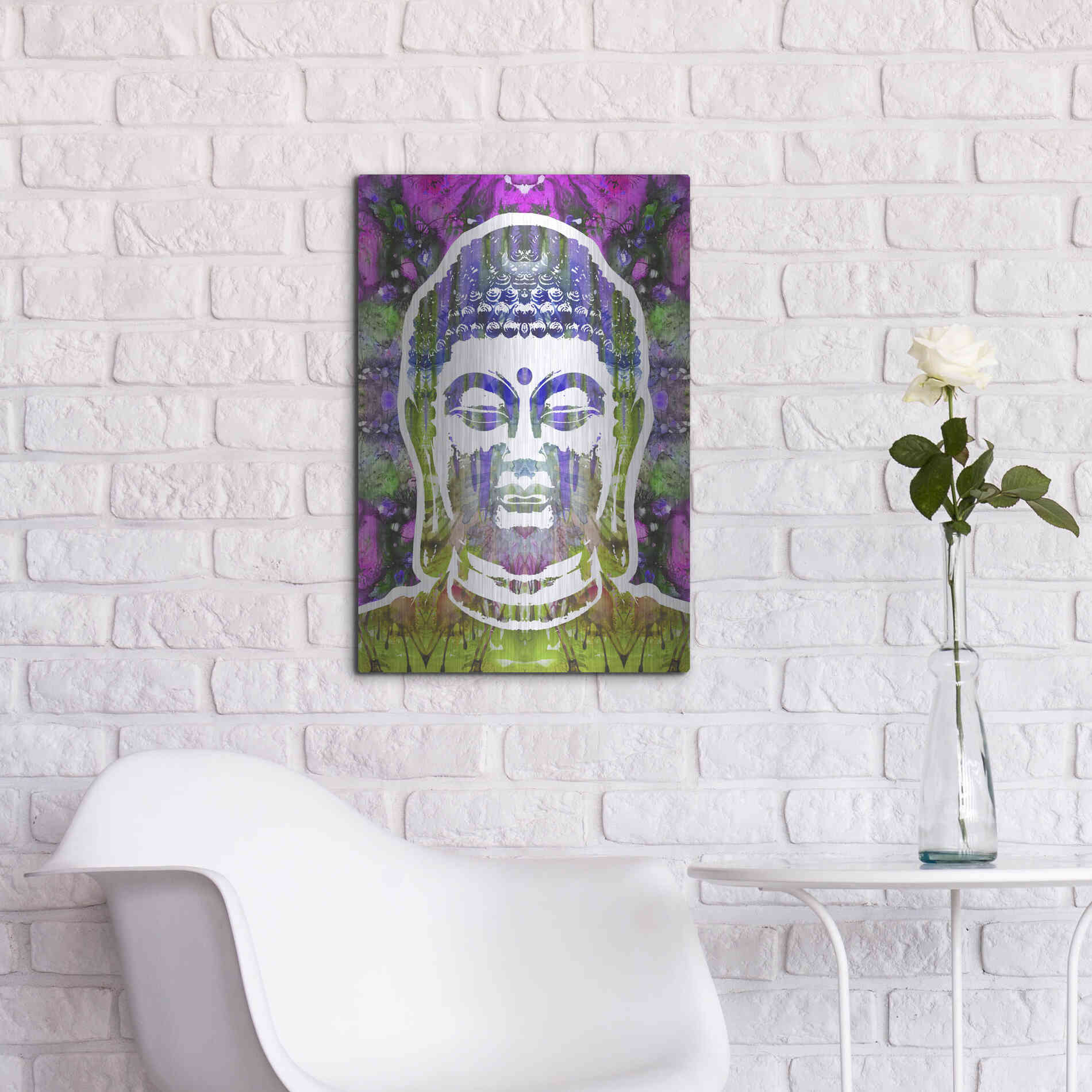 Luxe Metal Art 'Buddha' by Dean Russo, Metal Wall Art,16x24