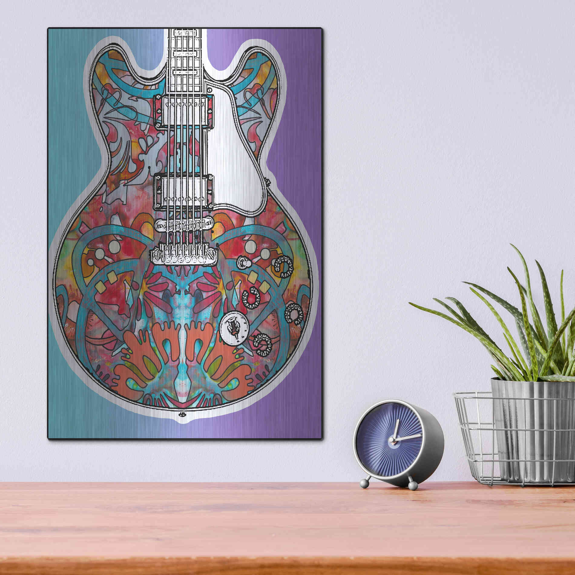 Luxe Metal Art 'Gibson ES-355' by Dean Russo, Metal Wall Art,12x16