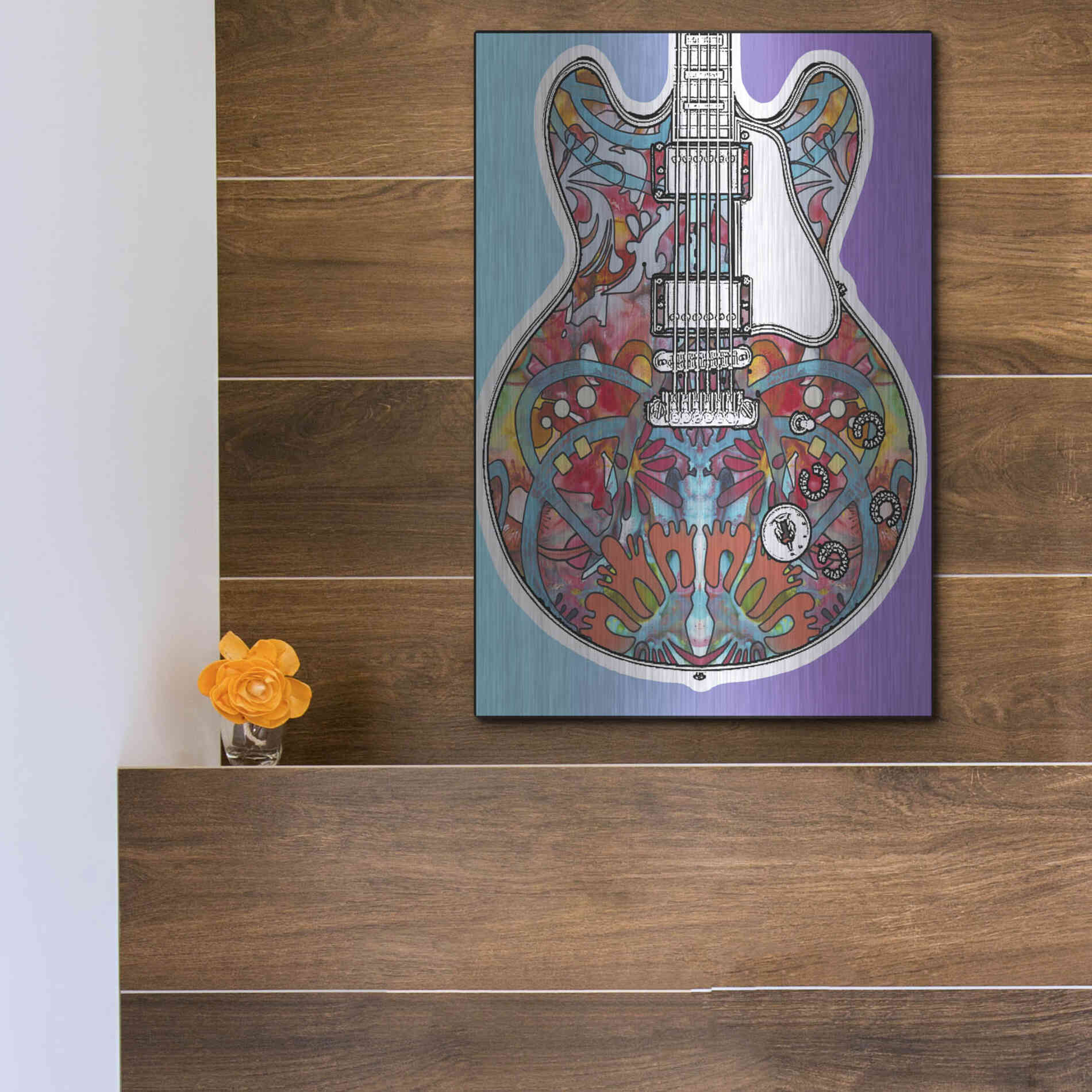 Luxe Metal Art 'Gibson ES-355' by Dean Russo, Metal Wall Art,12x16