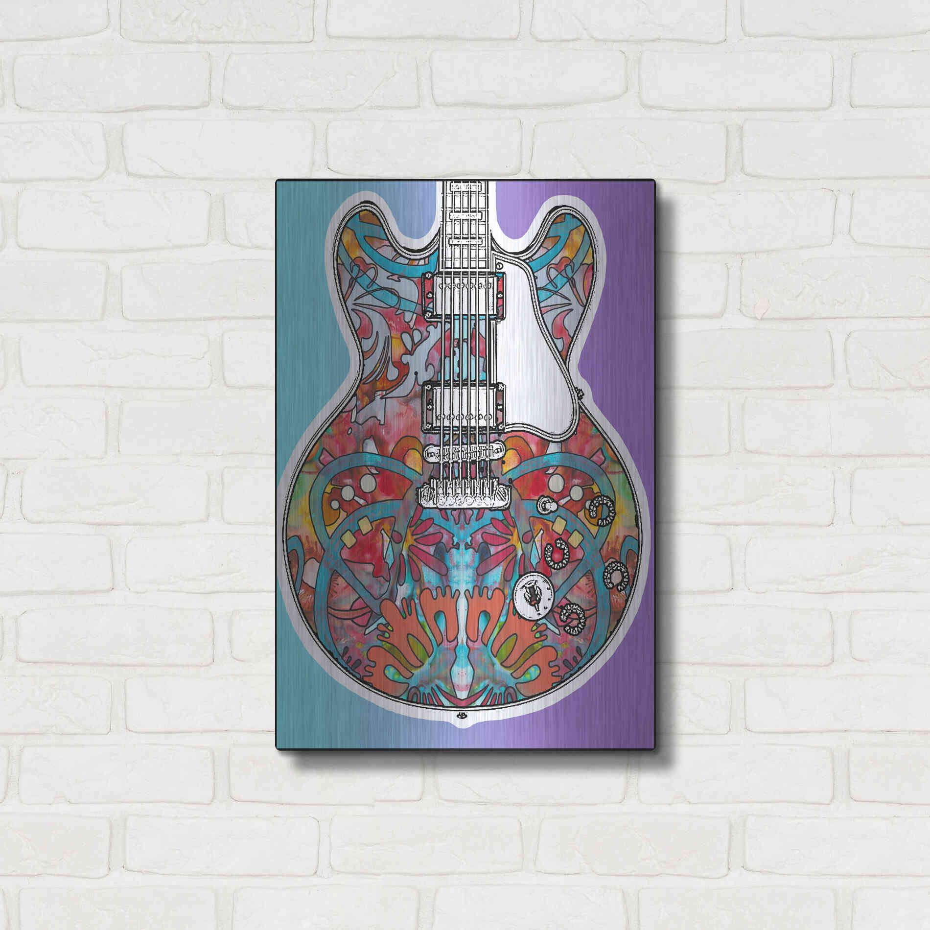 Luxe Metal Art 'Gibson ES-355' by Dean Russo, Metal Wall Art,16x24