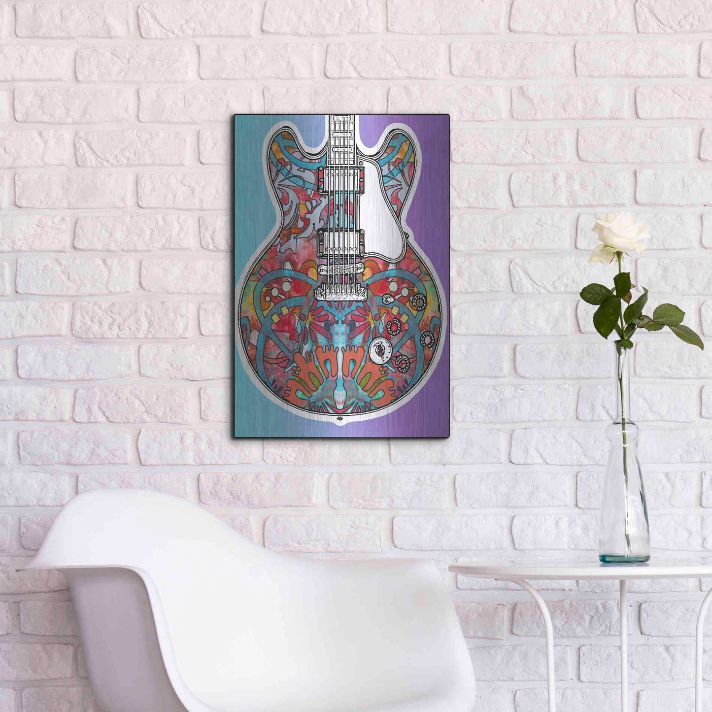 Luxe Metal Art 'Gibson ES-355' by Dean Russo, Metal Wall Art,16x24