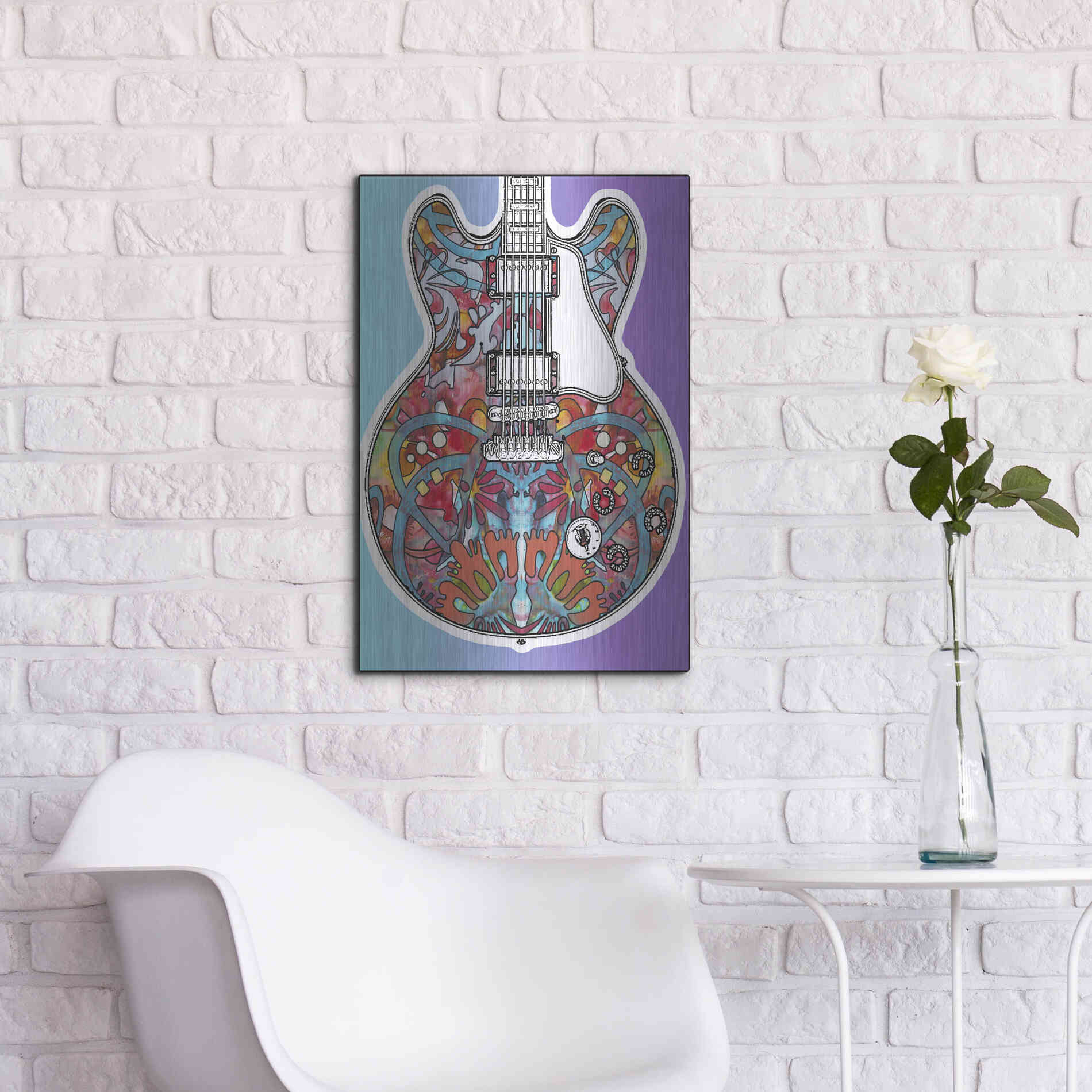 Luxe Metal Art 'Gibson ES-355' by Dean Russo, Metal Wall Art,16x24