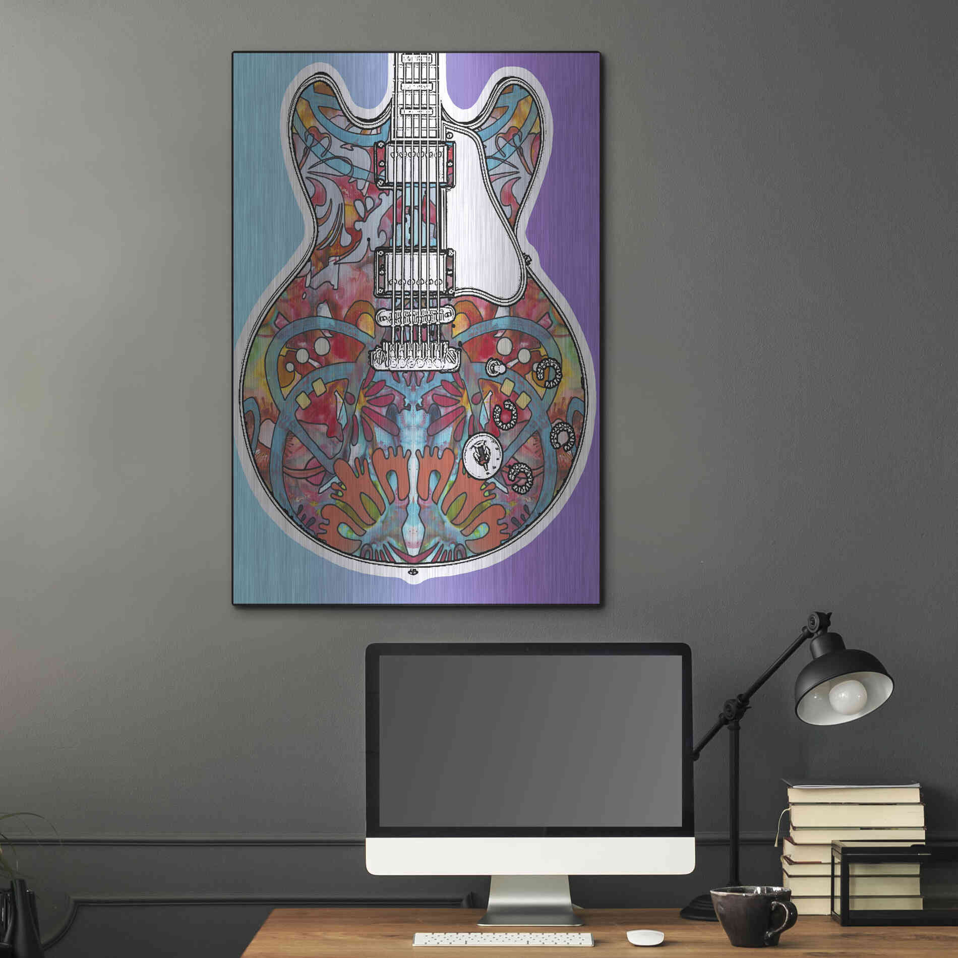 Luxe Metal Art 'Gibson ES-355' by Dean Russo, Metal Wall Art,24x36