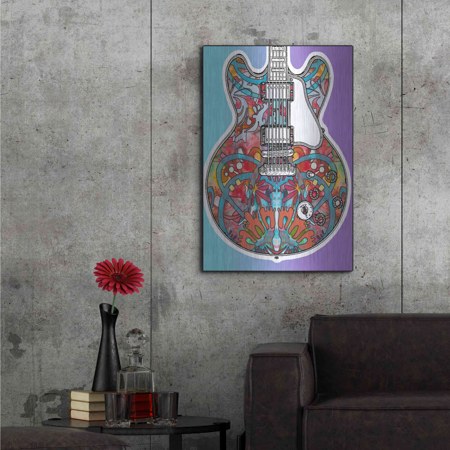 Luxe Metal Art 'Gibson ES-355' by Dean Russo, Metal Wall Art,24x36