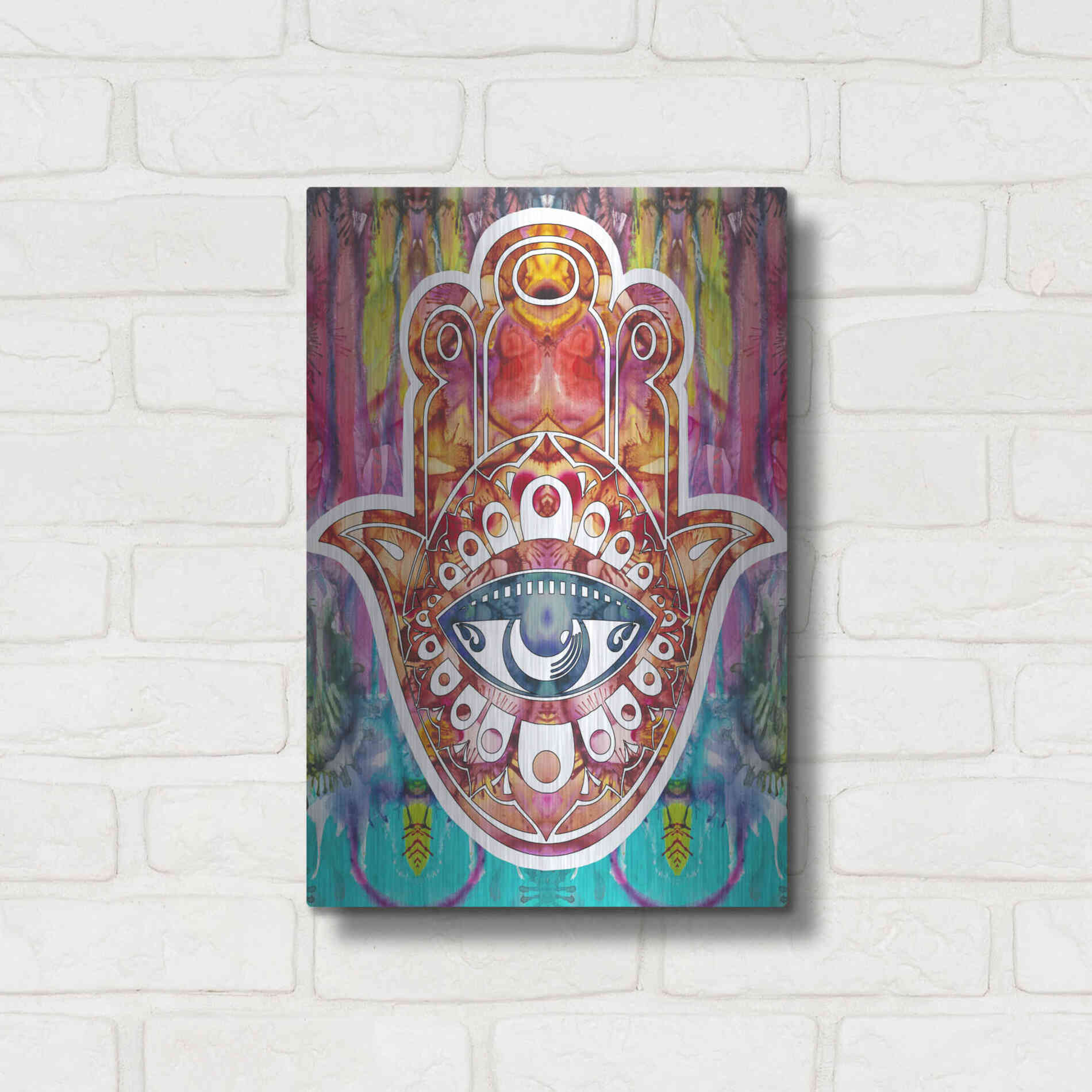 Luxe Metal Art 'Hamsa' by Dean Russo, Metal Wall Art,12x16