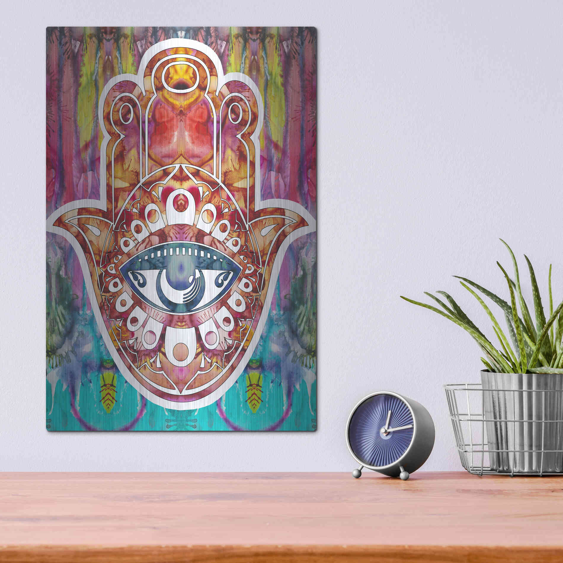 Luxe Metal Art 'Hamsa' by Dean Russo, Metal Wall Art,12x16