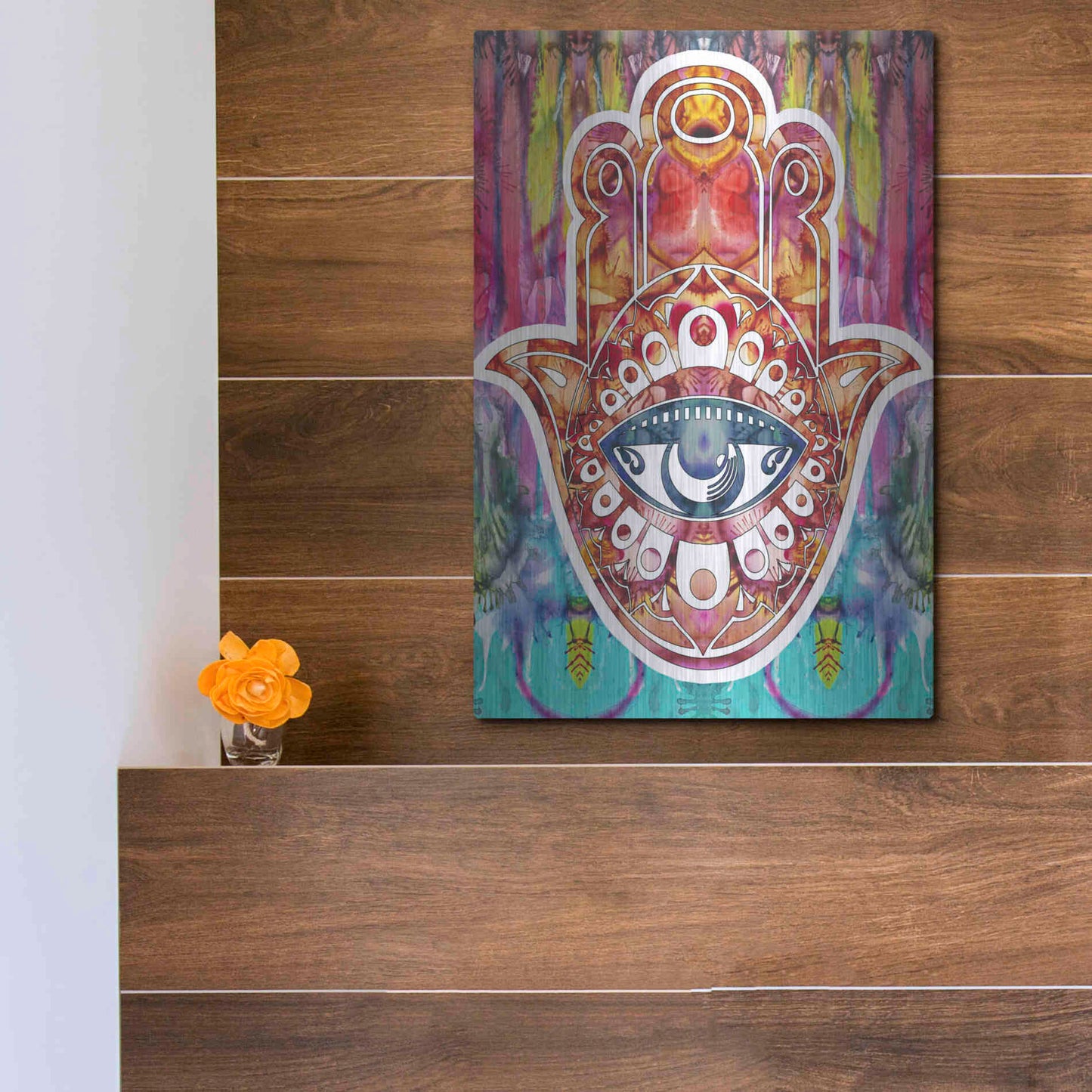 Luxe Metal Art 'Hamsa' by Dean Russo, Metal Wall Art,12x16