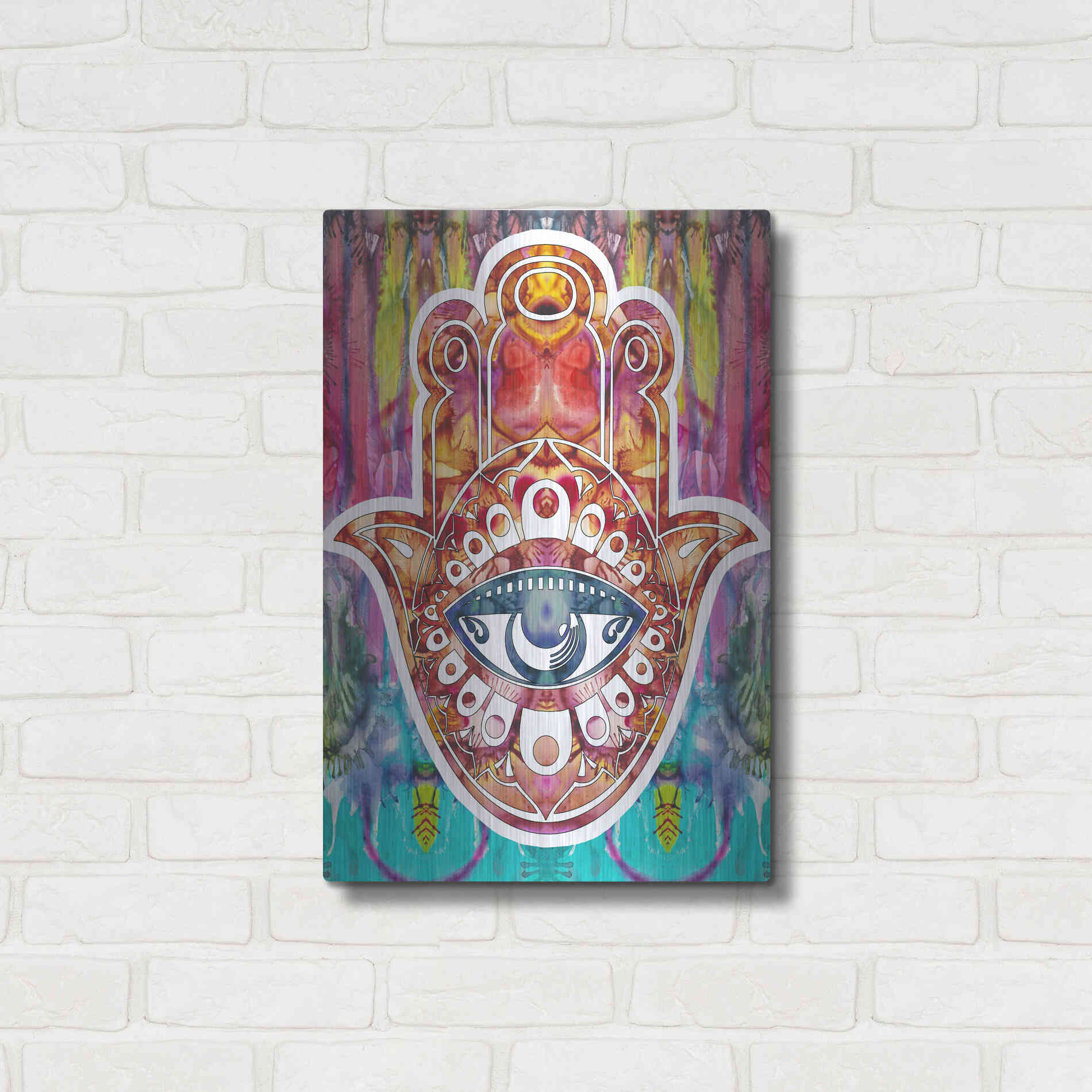 Luxe Metal Art 'Hamsa' by Dean Russo, Metal Wall Art,16x24