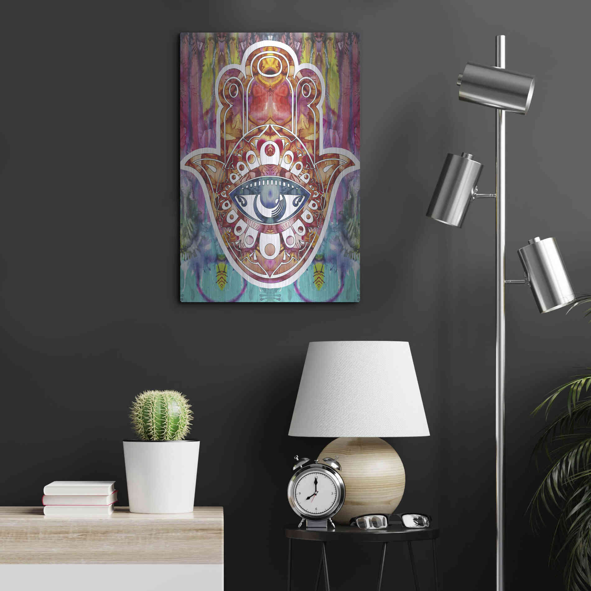 Luxe Metal Art 'Hamsa' by Dean Russo, Metal Wall Art,16x24