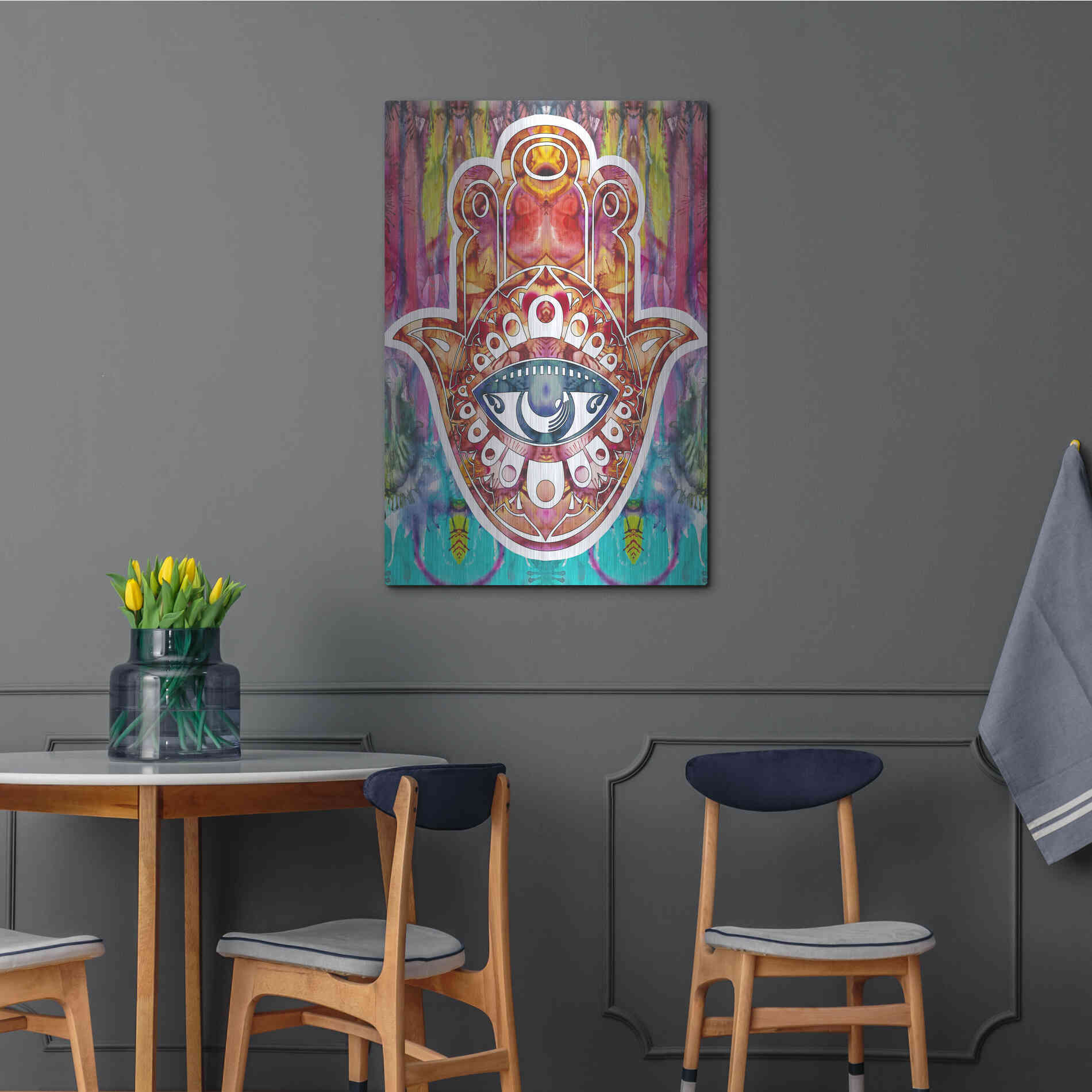 Luxe Metal Art 'Hamsa' by Dean Russo, Metal Wall Art,24x36