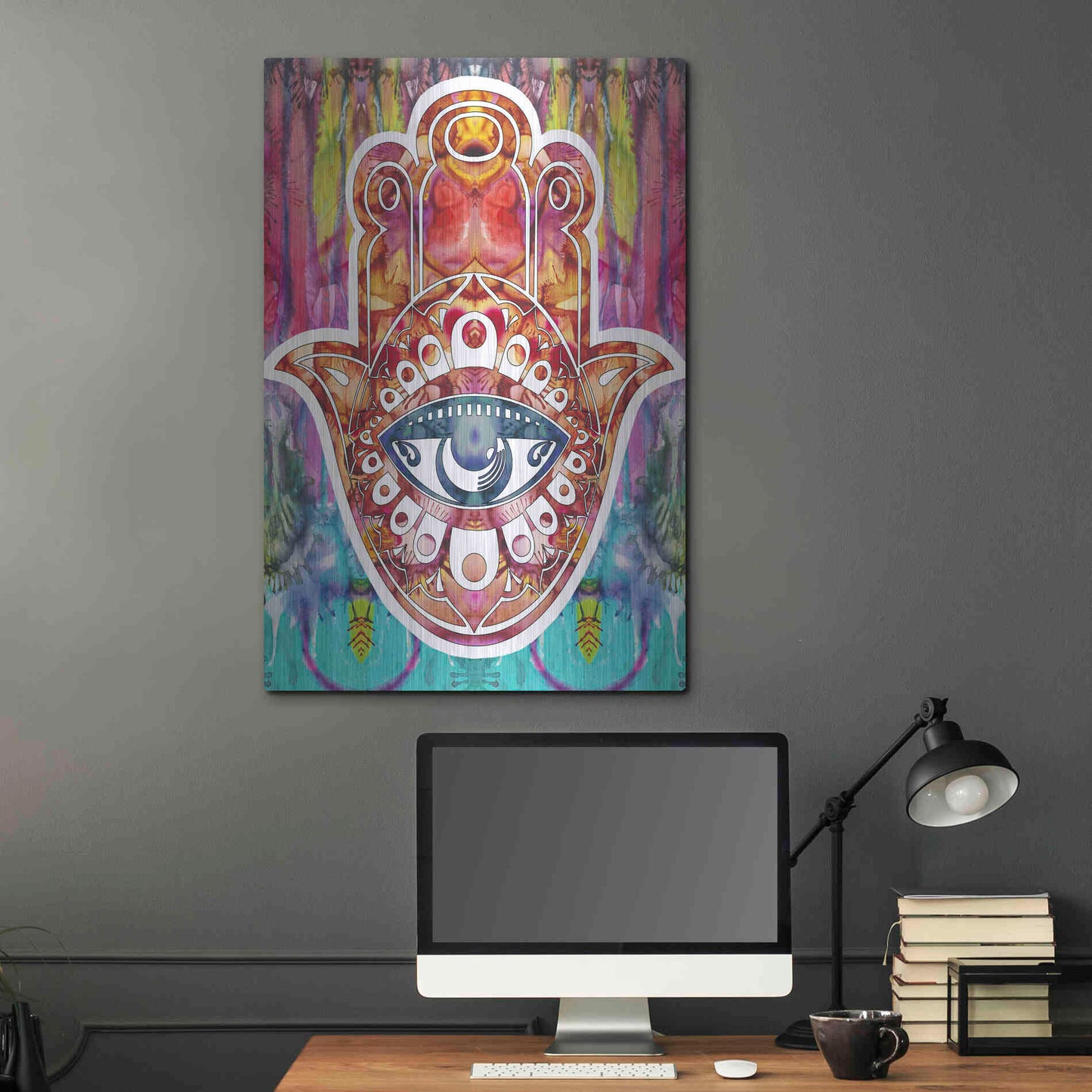 Luxe Metal Art 'Hamsa' by Dean Russo, Metal Wall Art,24x36