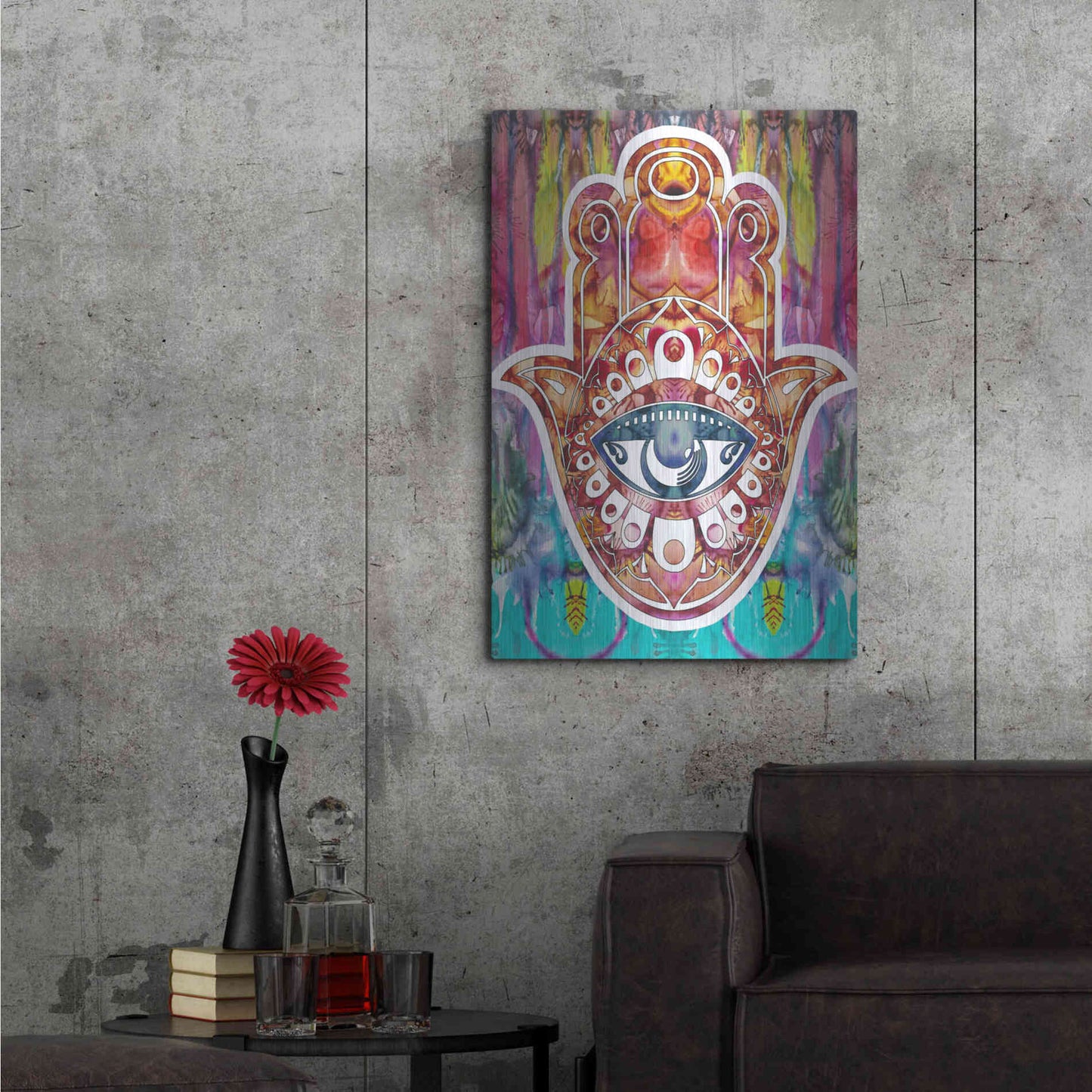 Luxe Metal Art 'Hamsa' by Dean Russo, Metal Wall Art,24x36