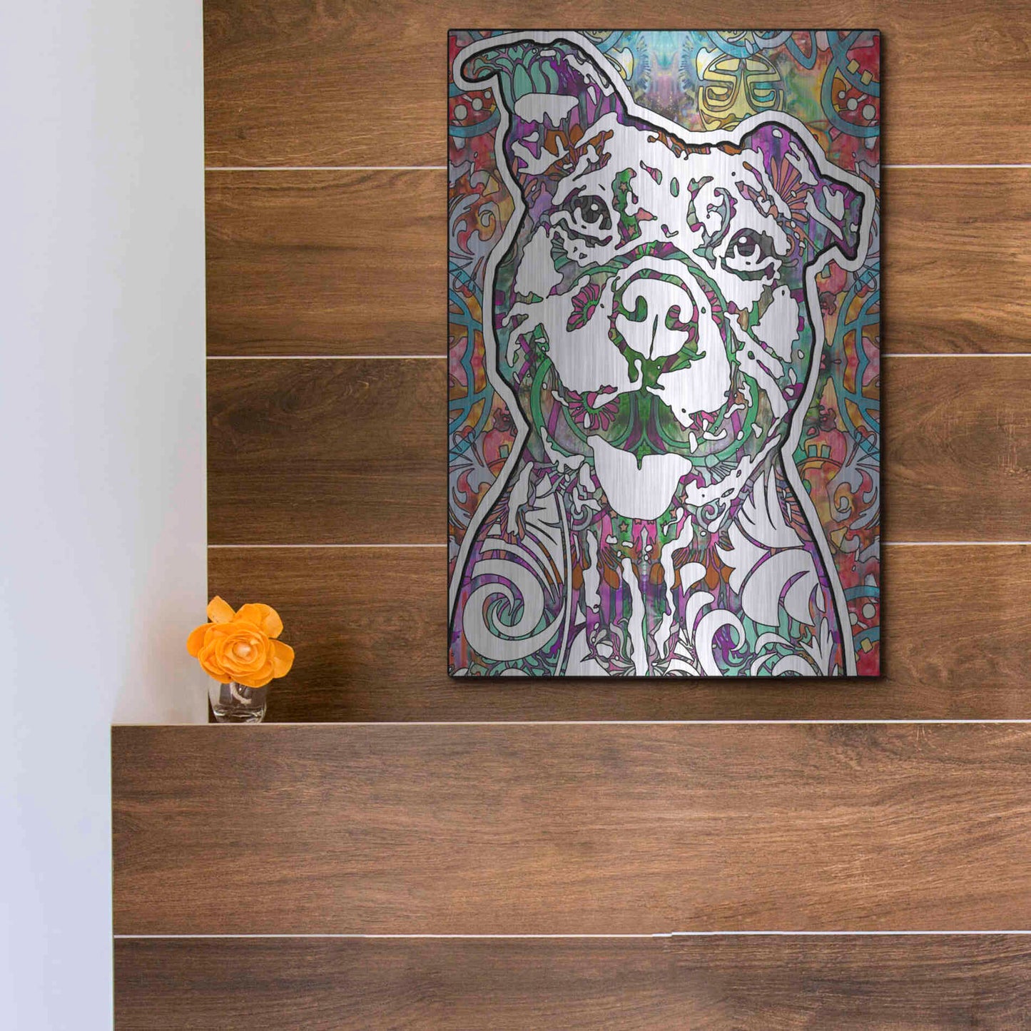 Luxe Metal Art 'Happy Pit' by Dean Russo, Metal Wall Art,12x16