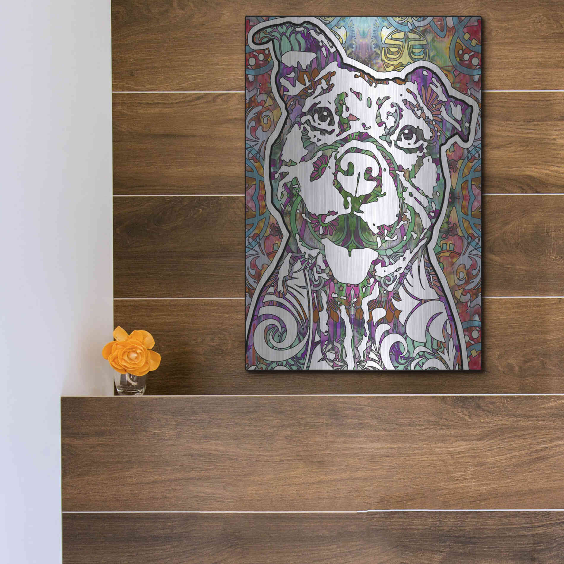 Luxe Metal Art 'Happy Pit' by Dean Russo, Metal Wall Art,12x16