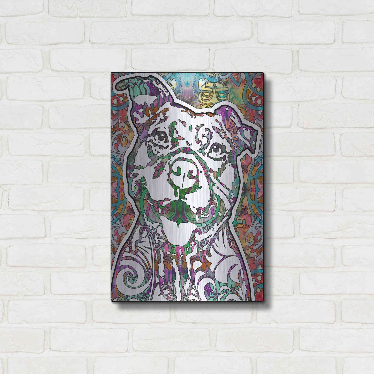 Luxe Metal Art 'Happy Pit' by Dean Russo, Metal Wall Art,16x24