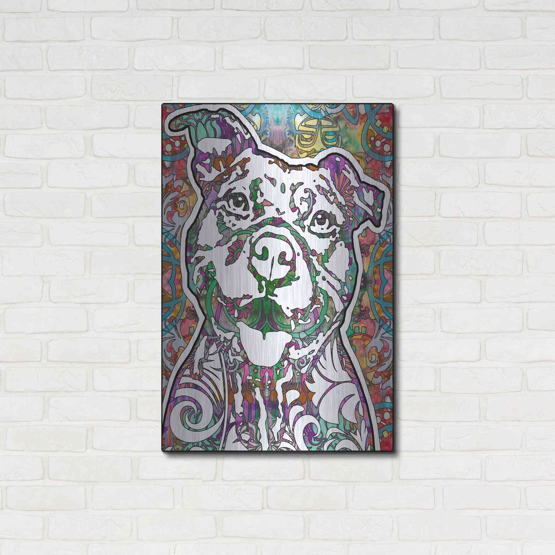 Luxe Metal Art 'Happy Pit' by Dean Russo, Metal Wall Art,24x36