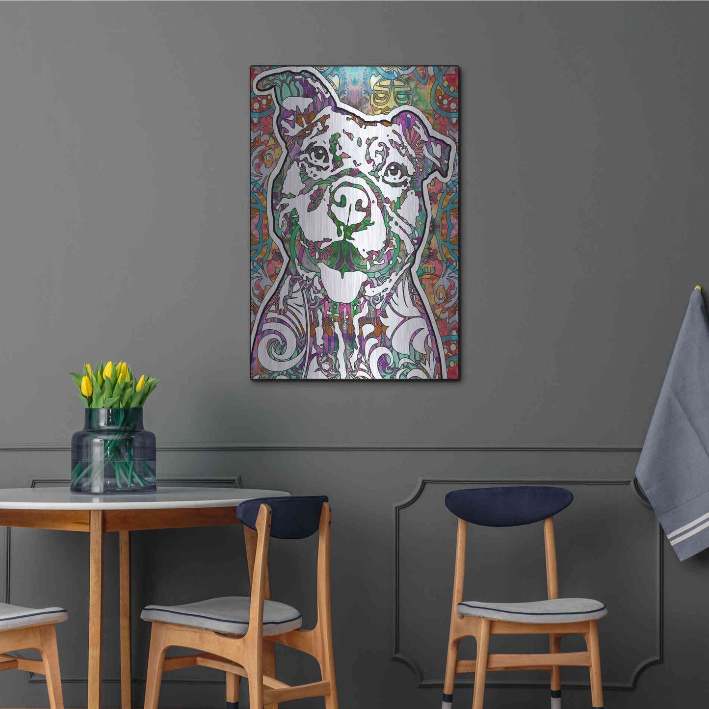 Luxe Metal Art 'Happy Pit' by Dean Russo, Metal Wall Art,24x36