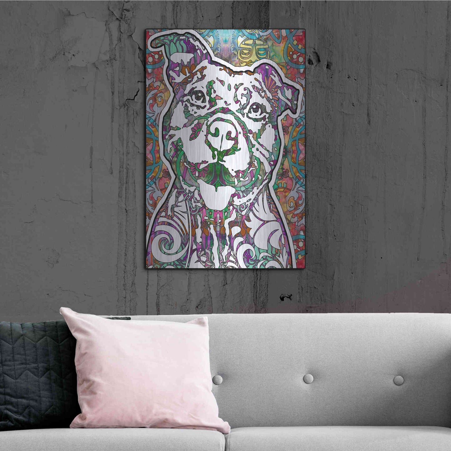 Luxe Metal Art 'Happy Pit' by Dean Russo, Metal Wall Art,24x36