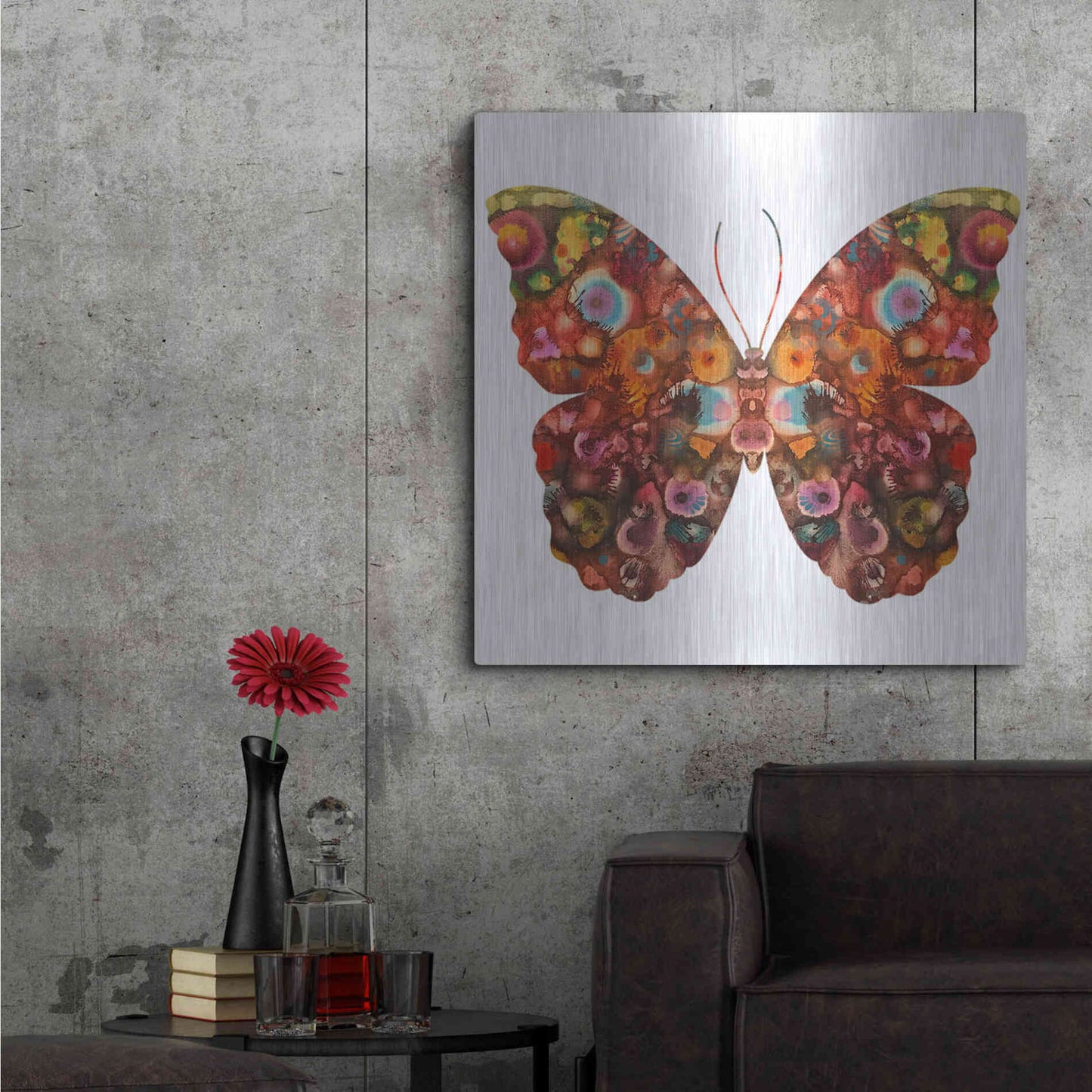 Luxe Metal Art 'Kamasi Butterfly' by Dean Russo, Metal Wall Art,36x36