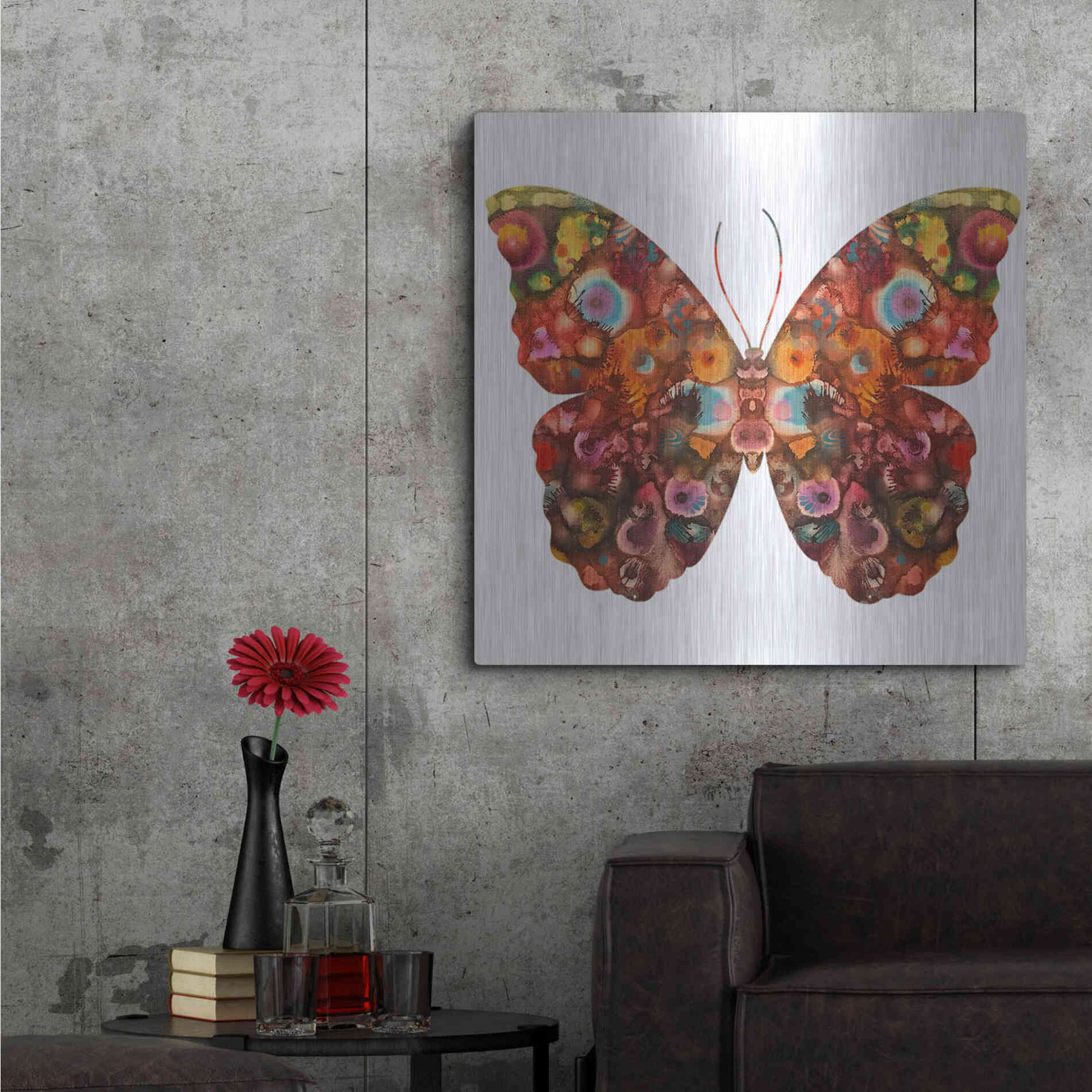 Luxe Metal Art 'Kamasi Butterfly' by Dean Russo, Metal Wall Art,36x36