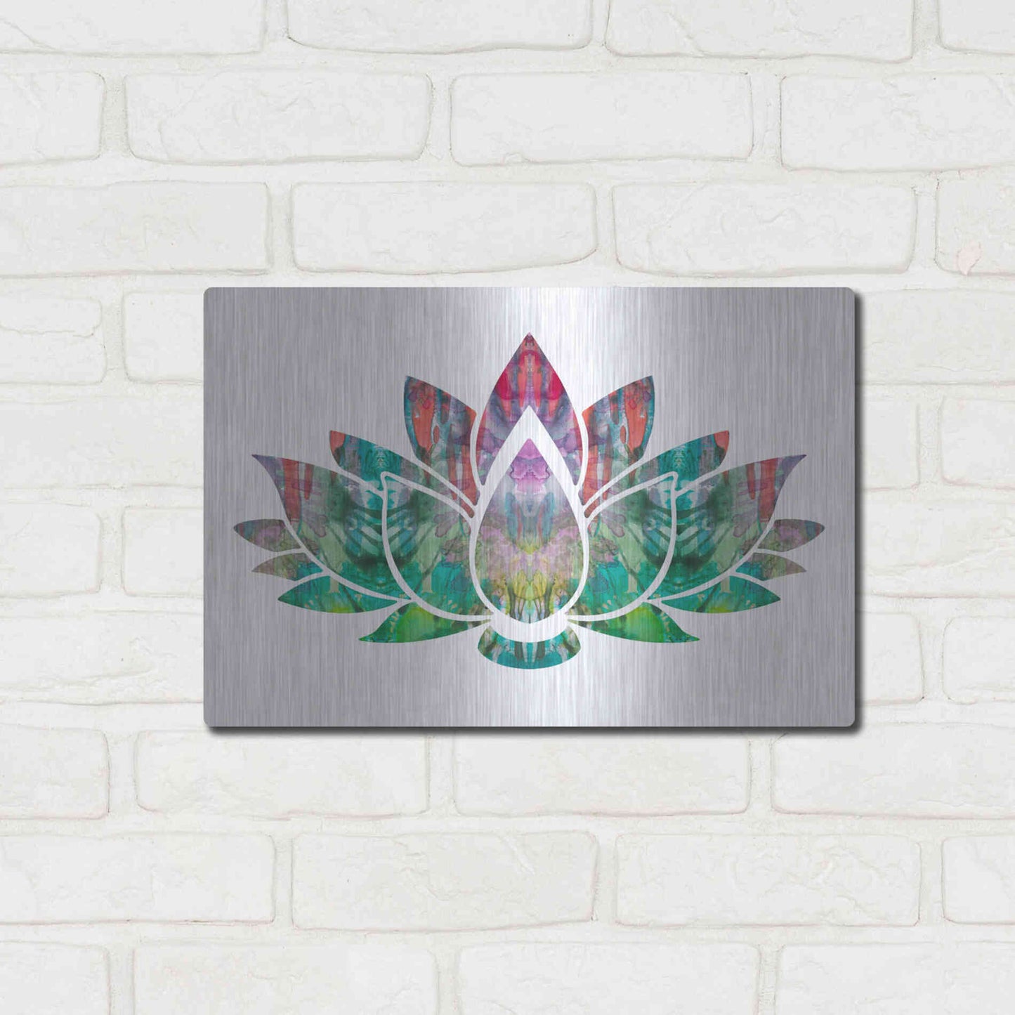 Luxe Metal Art 'Lotus' by Dean Russo, Metal Wall Art,16x12