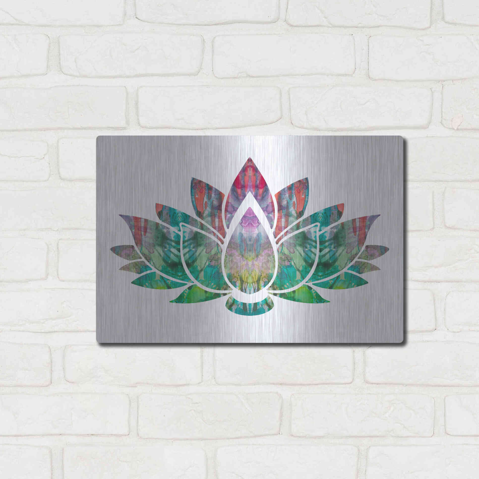 Luxe Metal Art 'Lotus' by Dean Russo, Metal Wall Art,16x12