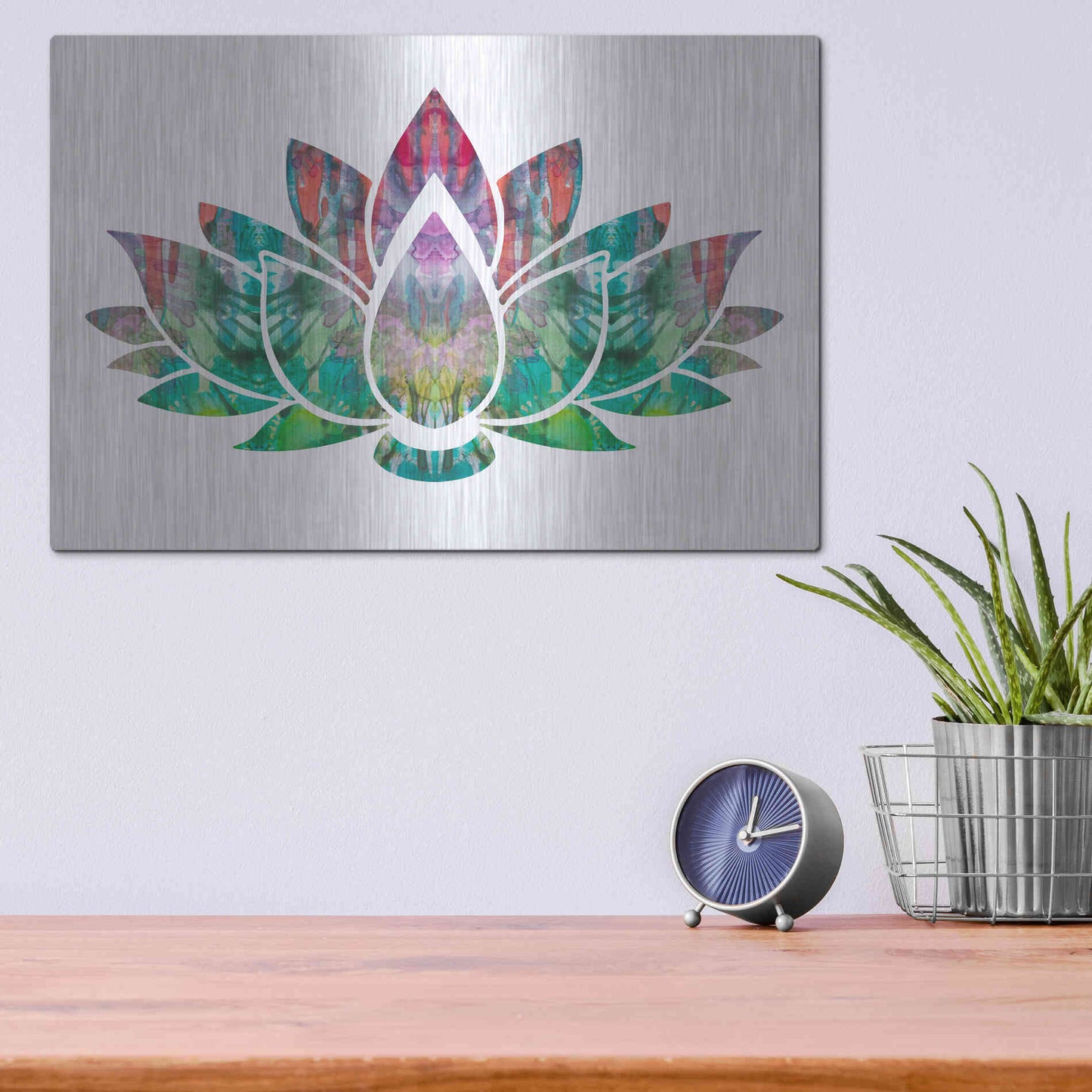 Luxe Metal Art 'Lotus' by Dean Russo, Metal Wall Art,16x12