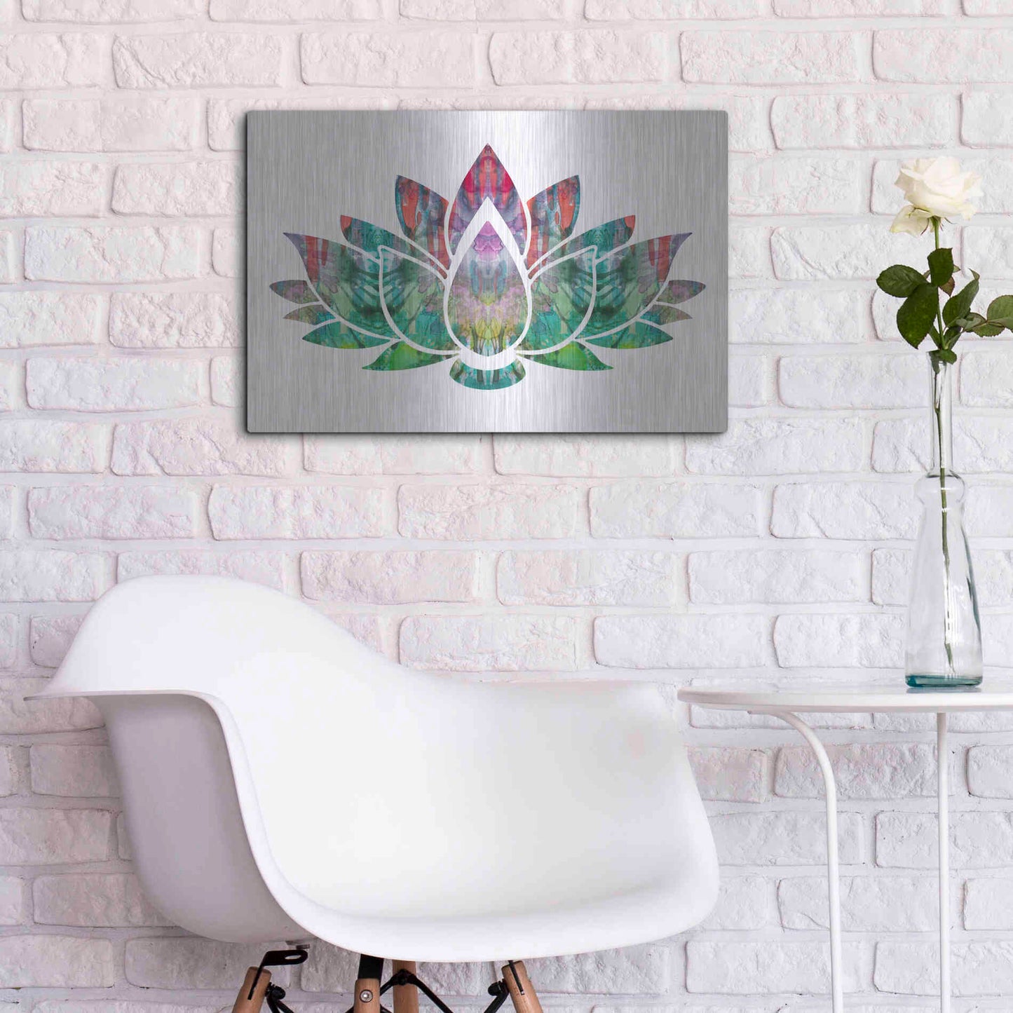 Luxe Metal Art 'Lotus' by Dean Russo, Metal Wall Art,24x16