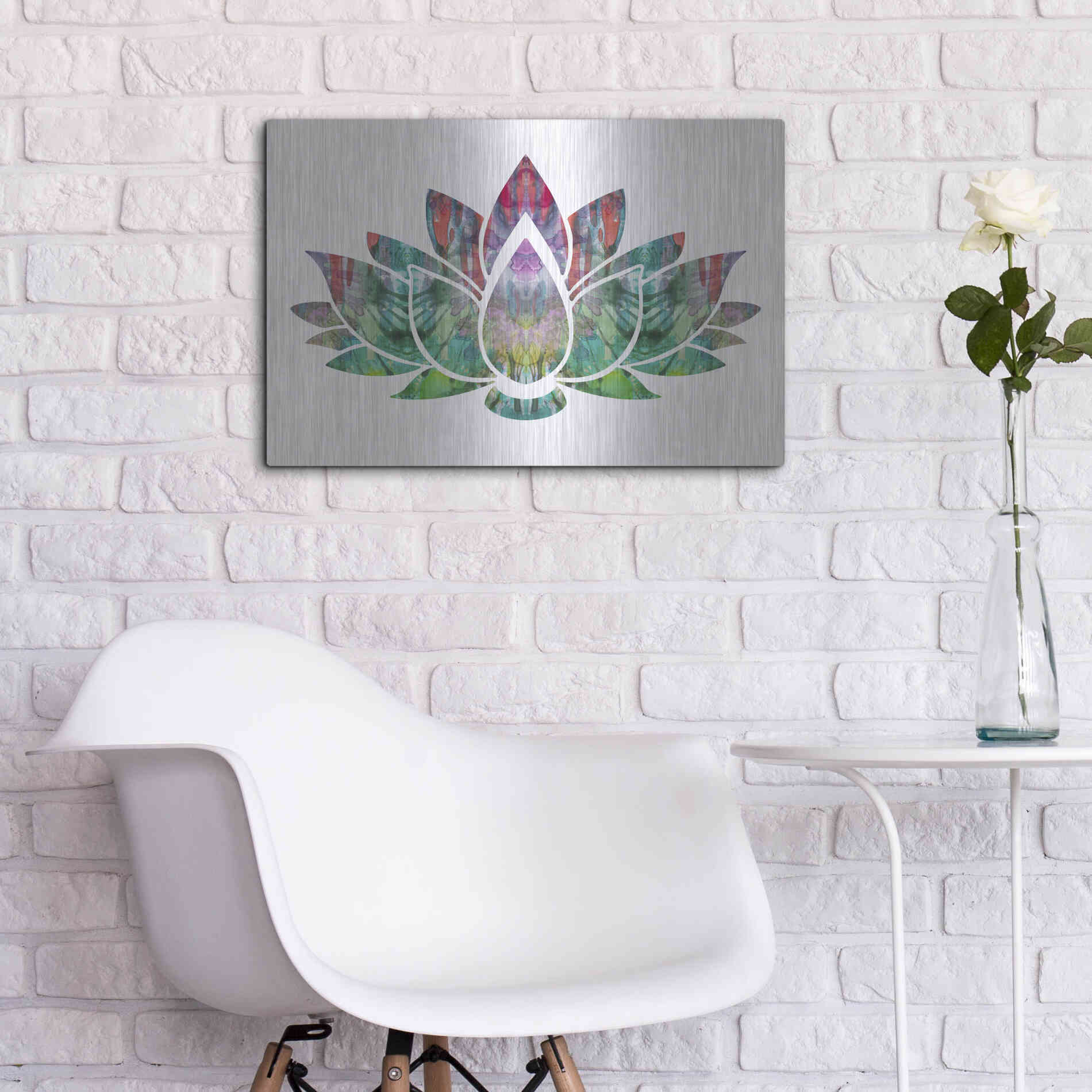 Luxe Metal Art 'Lotus' by Dean Russo, Metal Wall Art,24x16