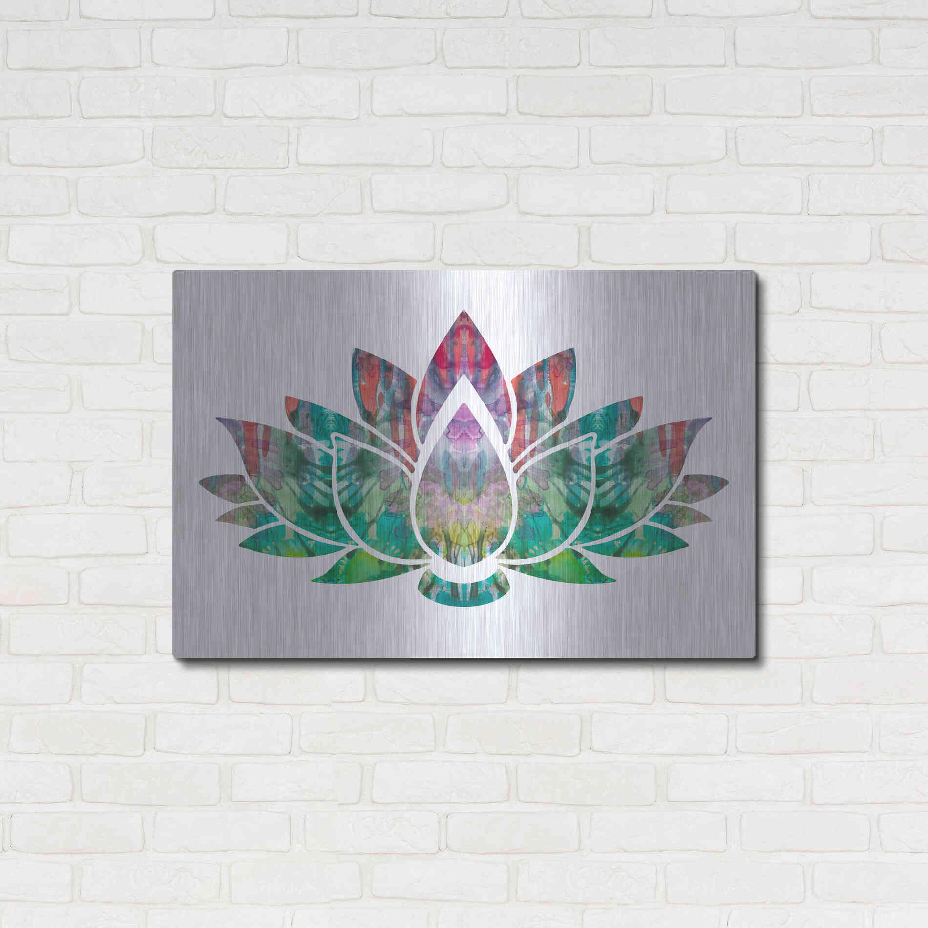 Luxe Metal Art 'Lotus' by Dean Russo, Metal Wall Art,36x24