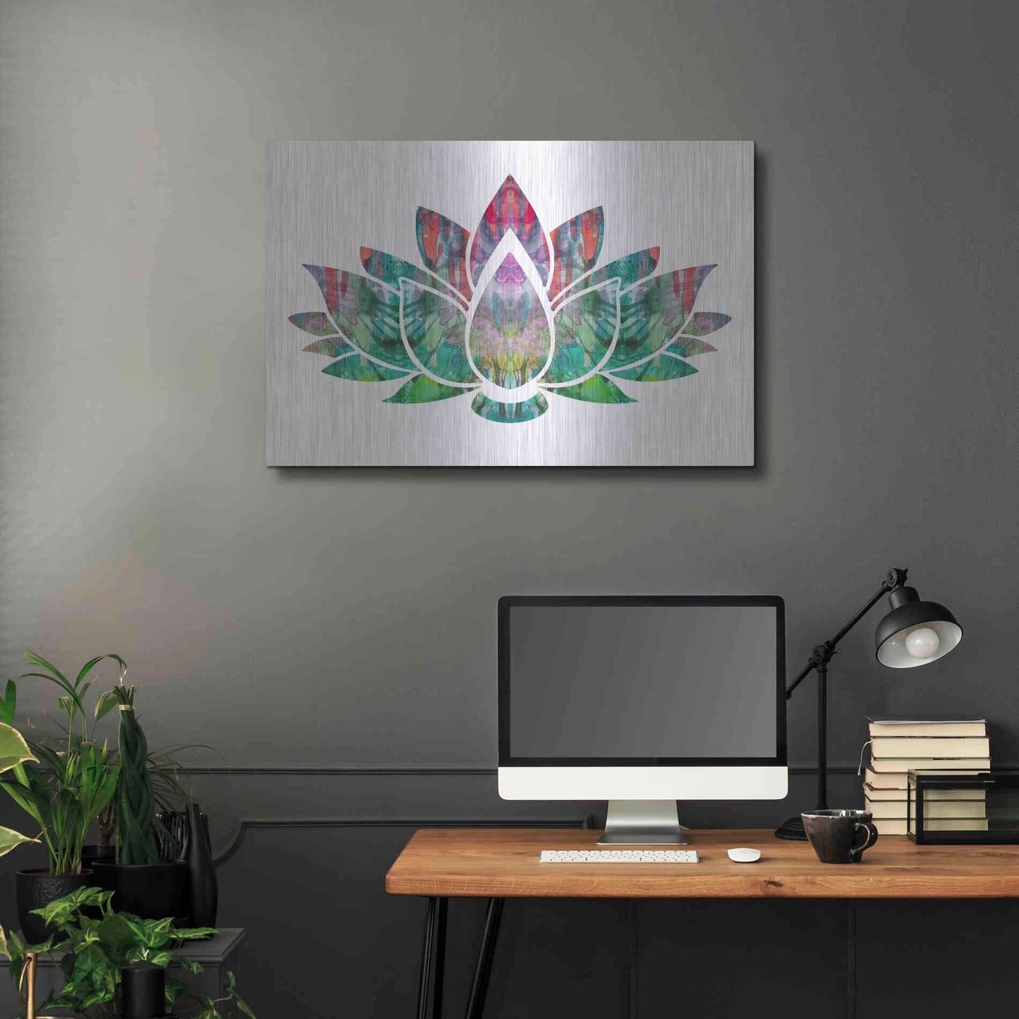 Luxe Metal Art 'Lotus' by Dean Russo, Metal Wall Art,36x24