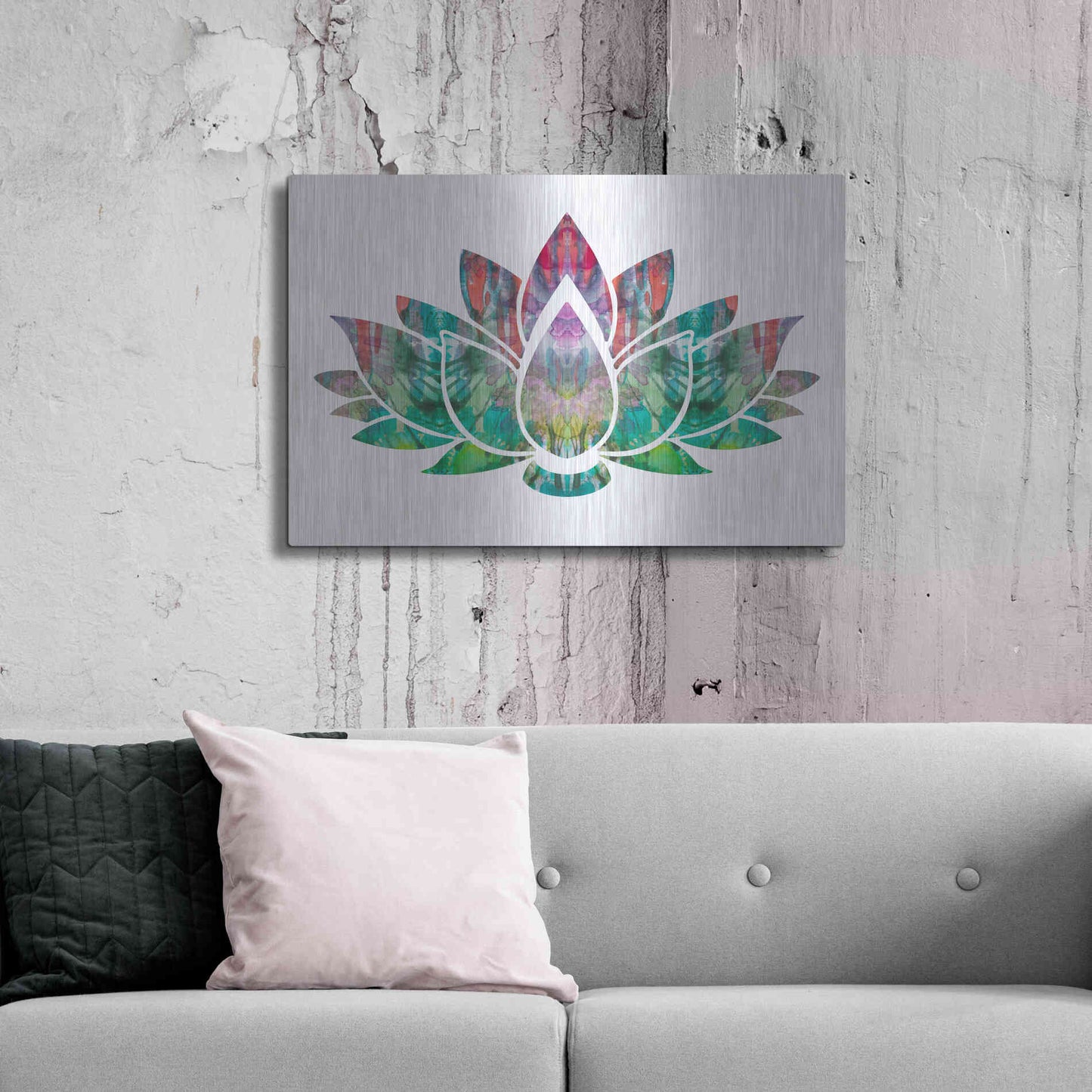 Luxe Metal Art 'Lotus' by Dean Russo, Metal Wall Art,36x24