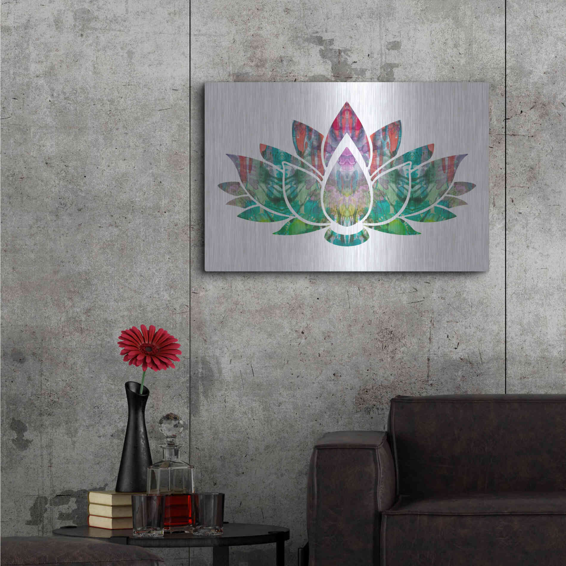 Luxe Metal Art 'Lotus' by Dean Russo, Metal Wall Art,36x24