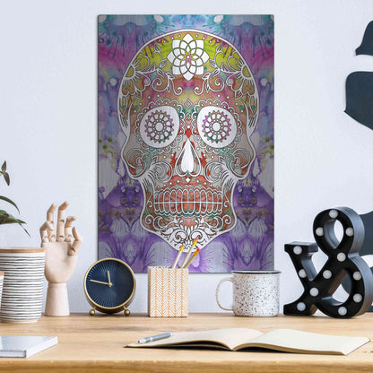 Luxe Metal Art 'Sugar Skull' by Dean Russo, Metal Wall Art,12x16