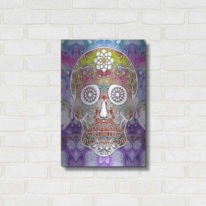 Luxe Metal Art 'Sugar Skull' by Dean Russo, Metal Wall Art,16x24