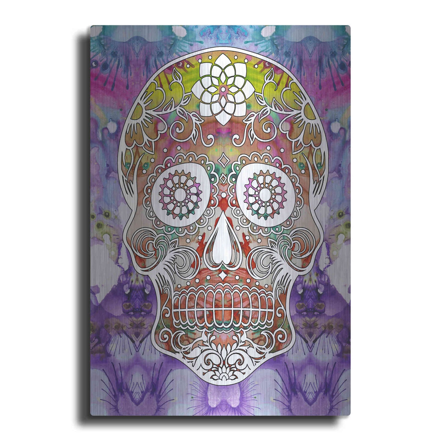 Luxe Metal Art 'Sugar Skull' by Dean Russo, Metal Wall Art