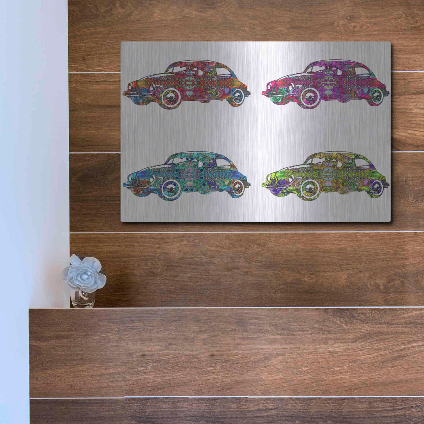 Luxe Metal Art '4 Vw's' by Dean Russo, Metal Wall Art,16x12