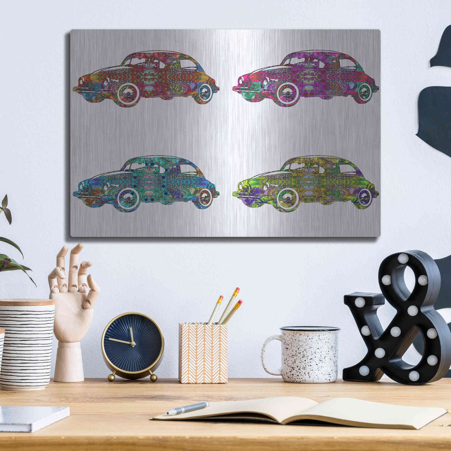 Luxe Metal Art '4 Vw's' by Dean Russo, Metal Wall Art,16x12