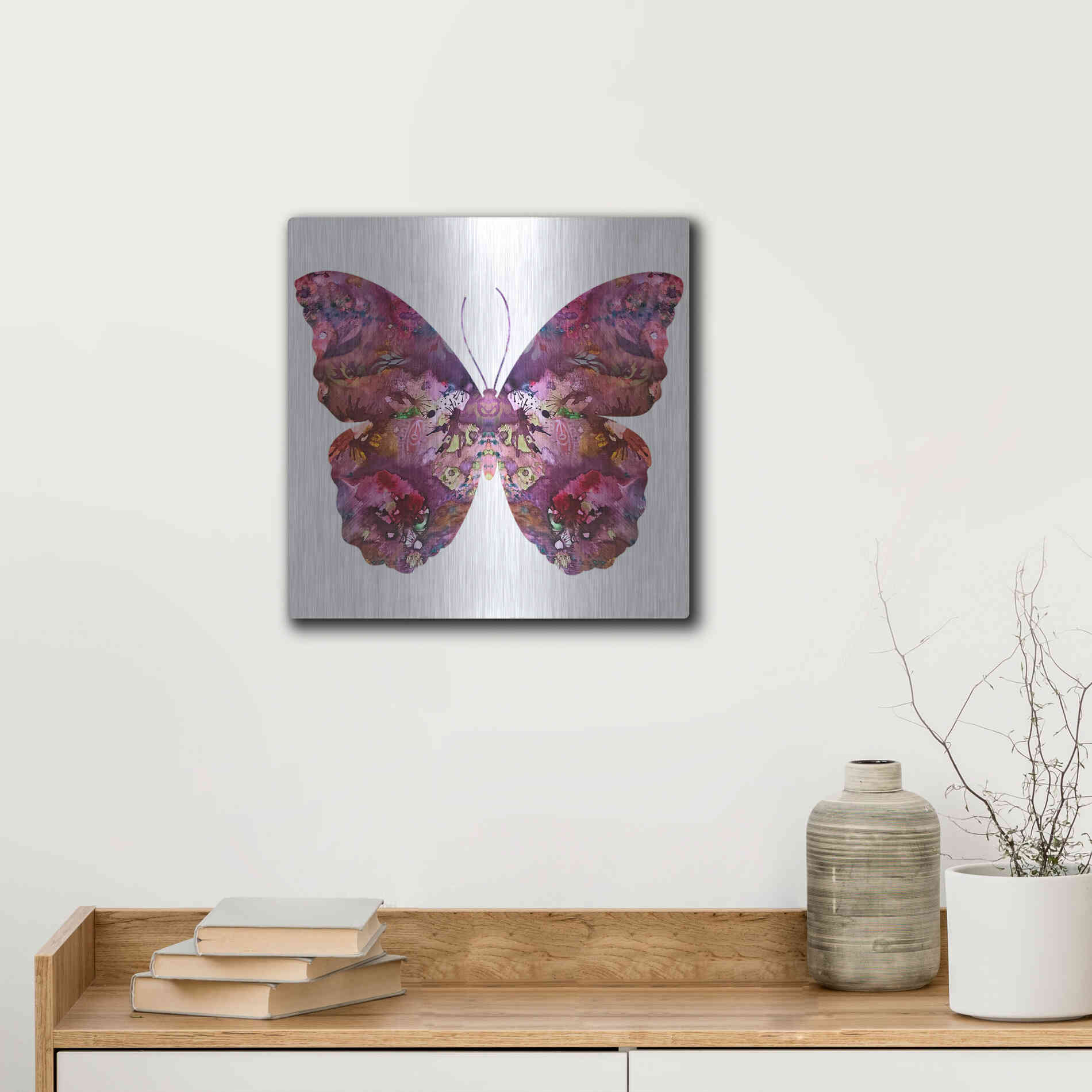 Luxe Metal Art 'Cinematic Butterfly' by Dean Russo, Metal Wall Art,12x12